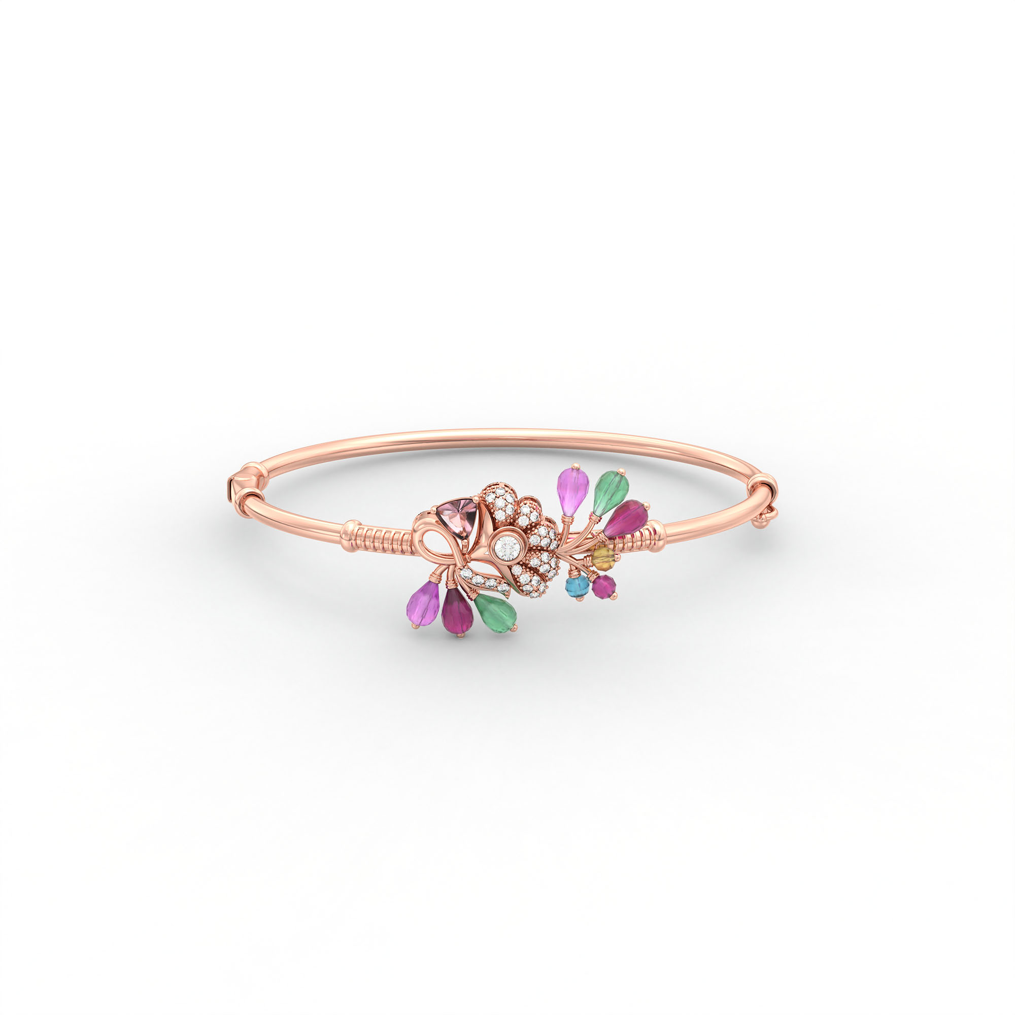Lab-Grown Diamond Bangle in 18K Rose Gold – 0.06 Ct, 30 Diamonds thumbnail