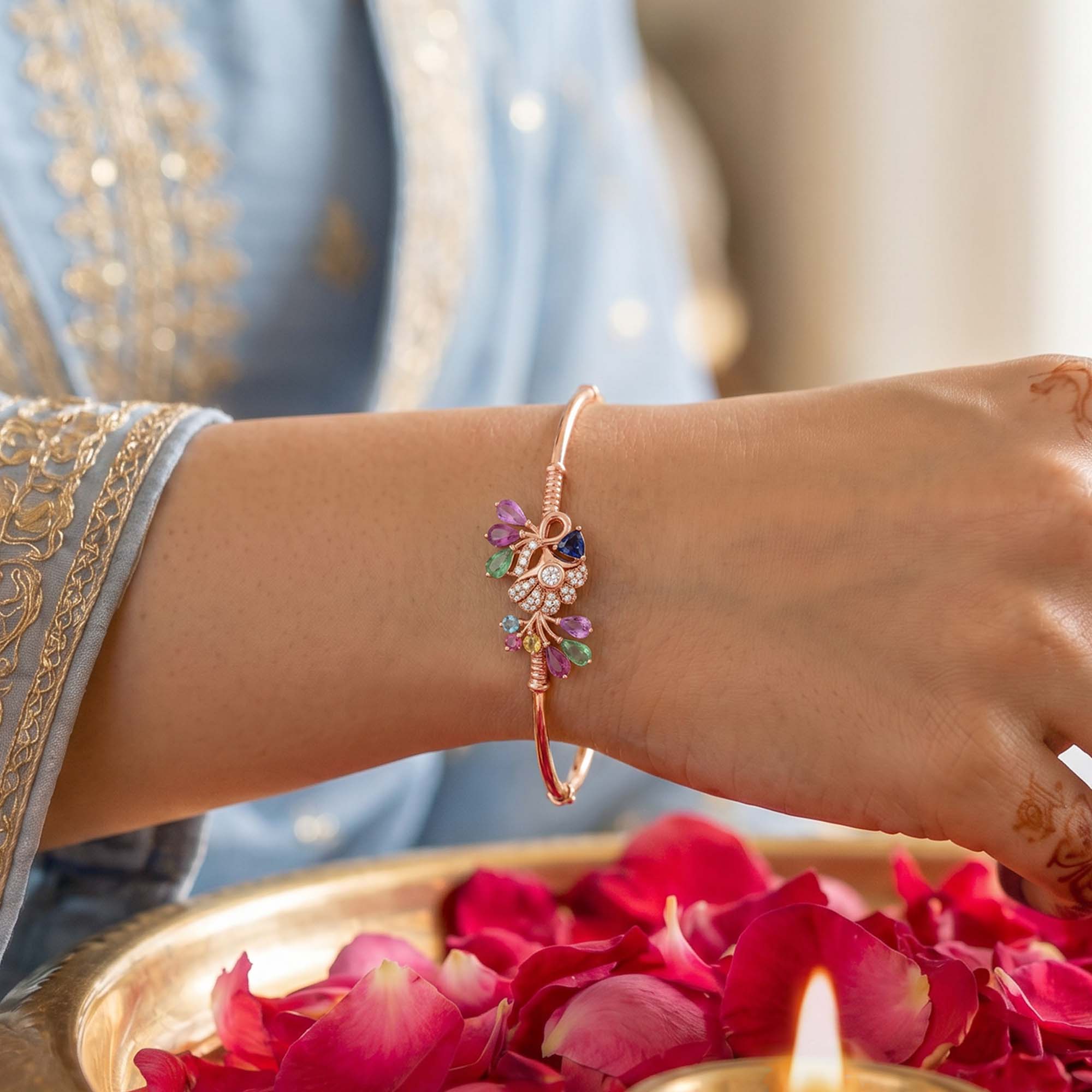 Lab-Grown Diamond Bangle in 18K Rose Gold – 0.06 Ct, 30 Diamonds thumbnail