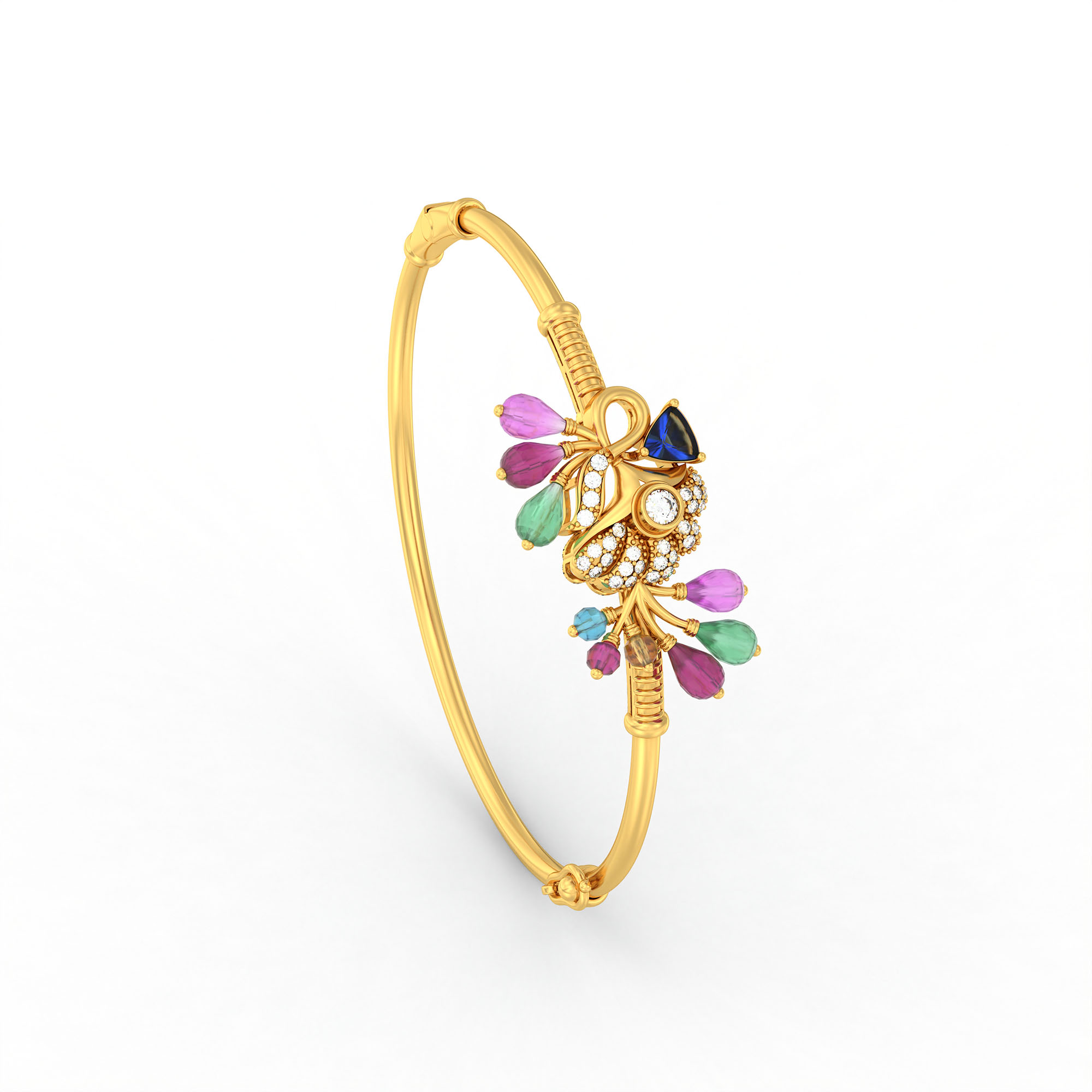 Set Diamond Bangle in 22K Yellow Gold with Lab grown diamond thumbnail