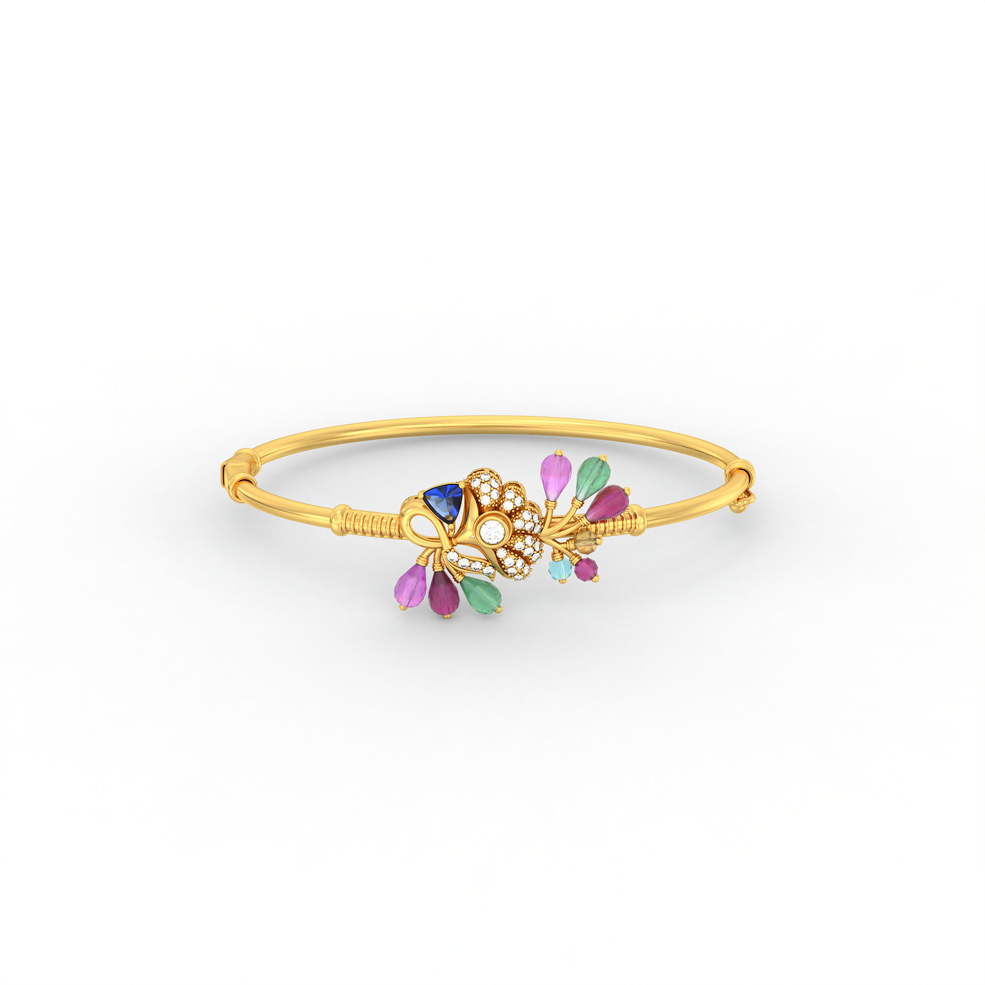 Set Diamond Bangle in 22K Yellow Gold with Lab grown diamond thumbnail