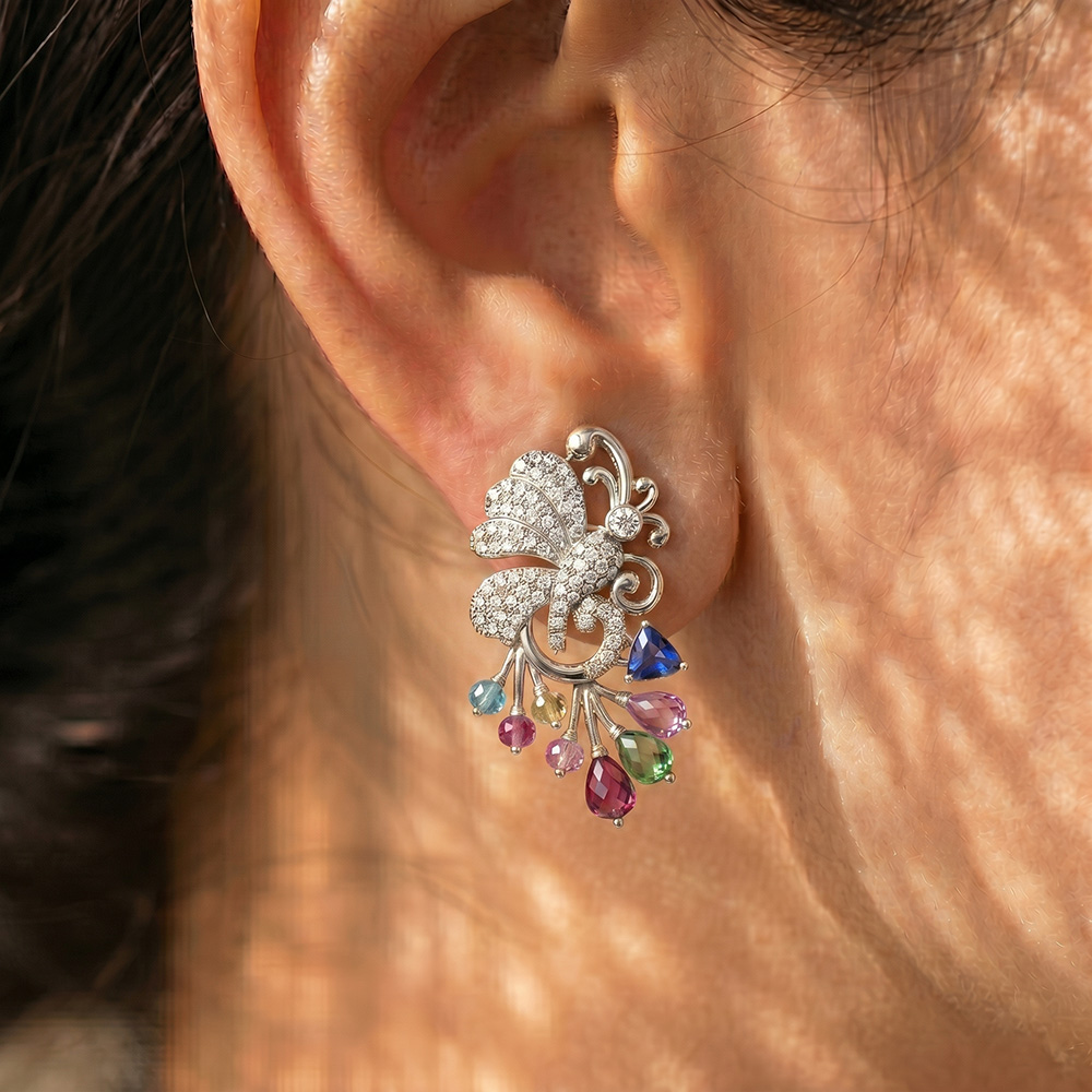 Set Diamond Earring in 18K White Gold with Lab grown diamond thumbnail