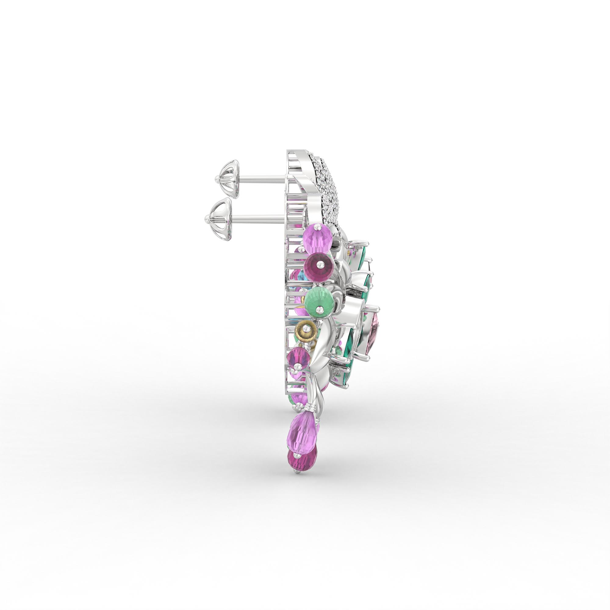 Lab-Grown Diamond Earrings in 18K White Gold – 3 Ct, 98 Diamonds thumbnail