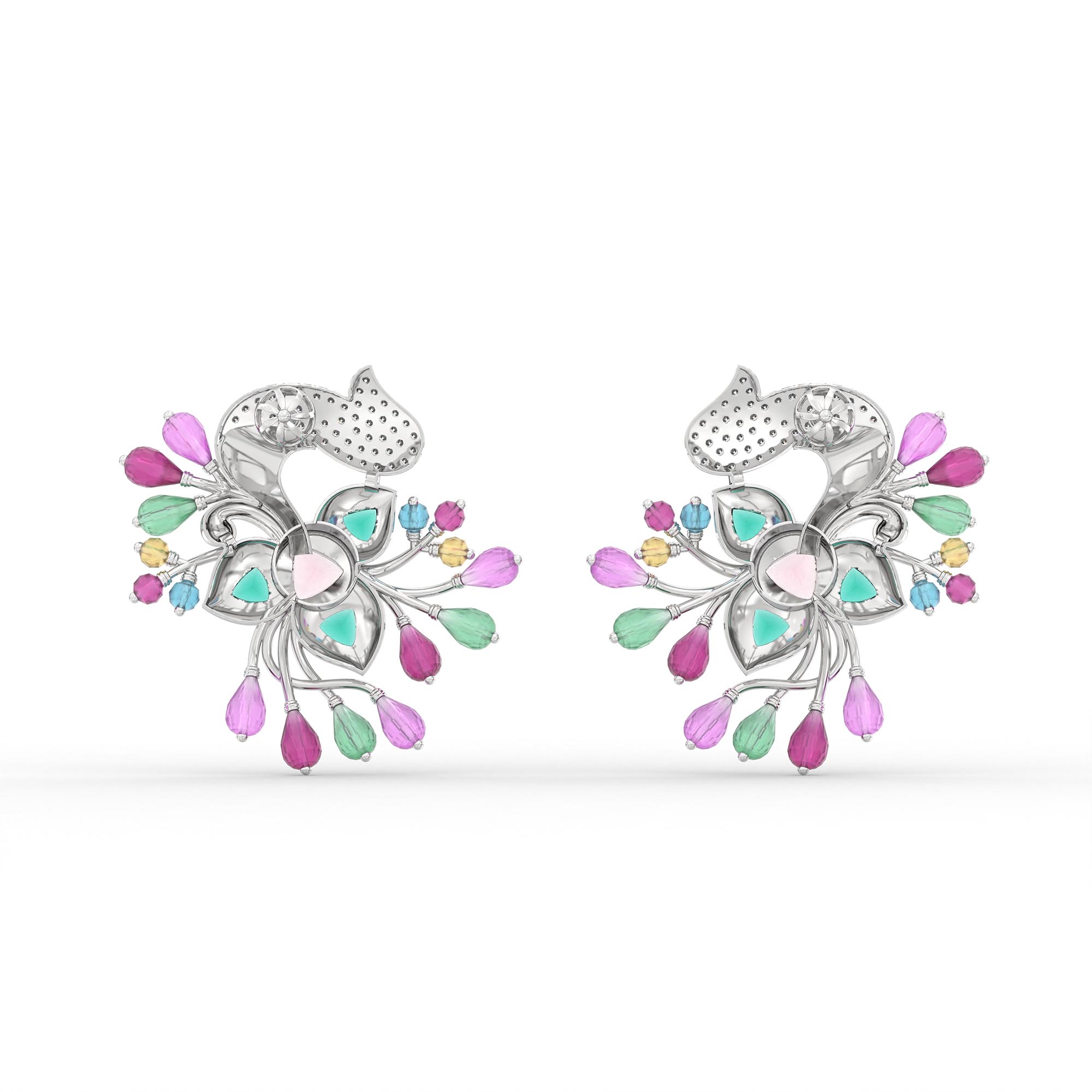 Lab-Grown Diamond Earrings in 18K White Gold – 3 Ct, 98 Diamonds thumbnail