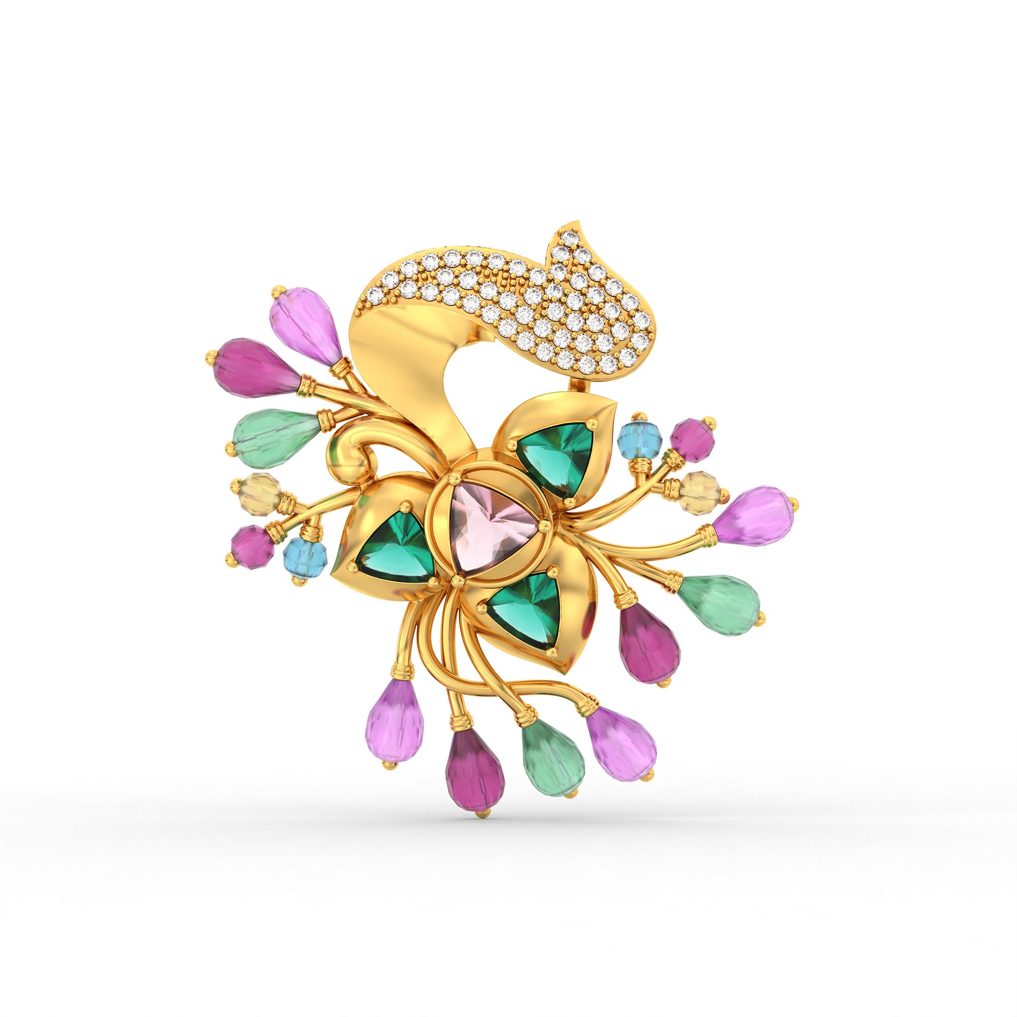 Lab-Grown Diamond Earrings in 22K Yellow Gold – 3 Ct, 98 Diamonds thumbnail