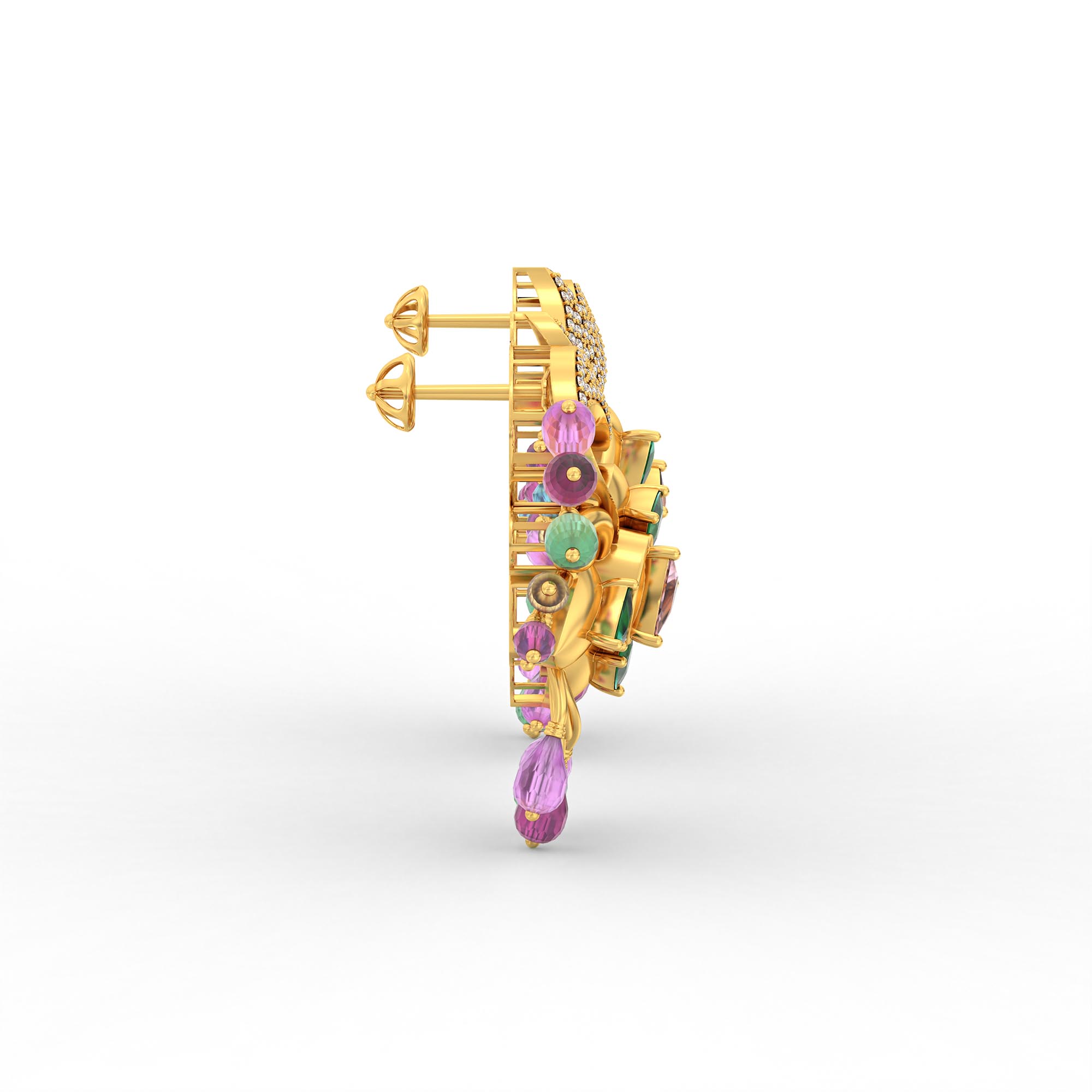 Lab-Grown Diamond Earrings in 22K Yellow Gold – 3 Ct, 98 Diamonds thumbnail