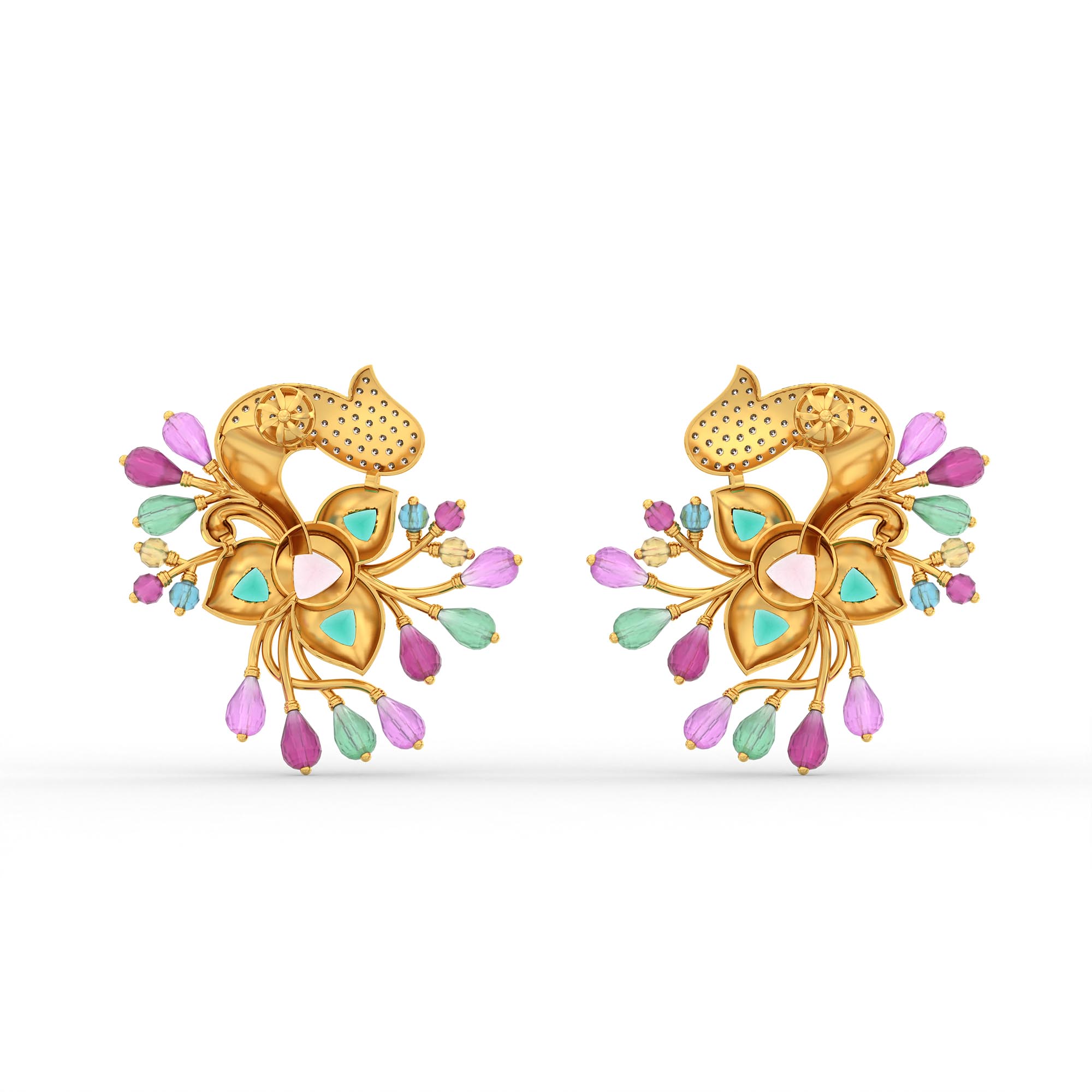Lab-Grown Diamond Earrings in 22K Yellow Gold – 3 Ct, 98 Diamonds thumbnail
