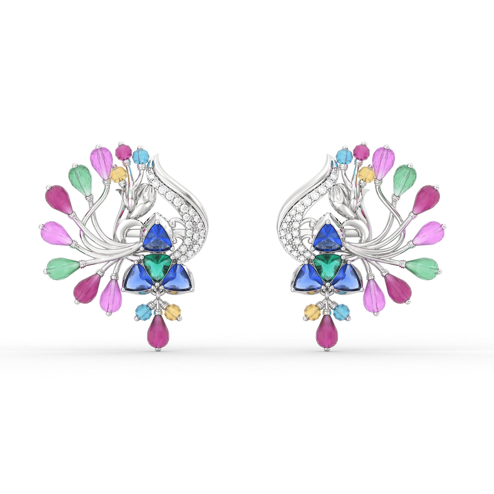 Lab-Grown Diamond Earrings in 18K White Gold – 0.14 Ct, 42 Diamonds thumbnail
