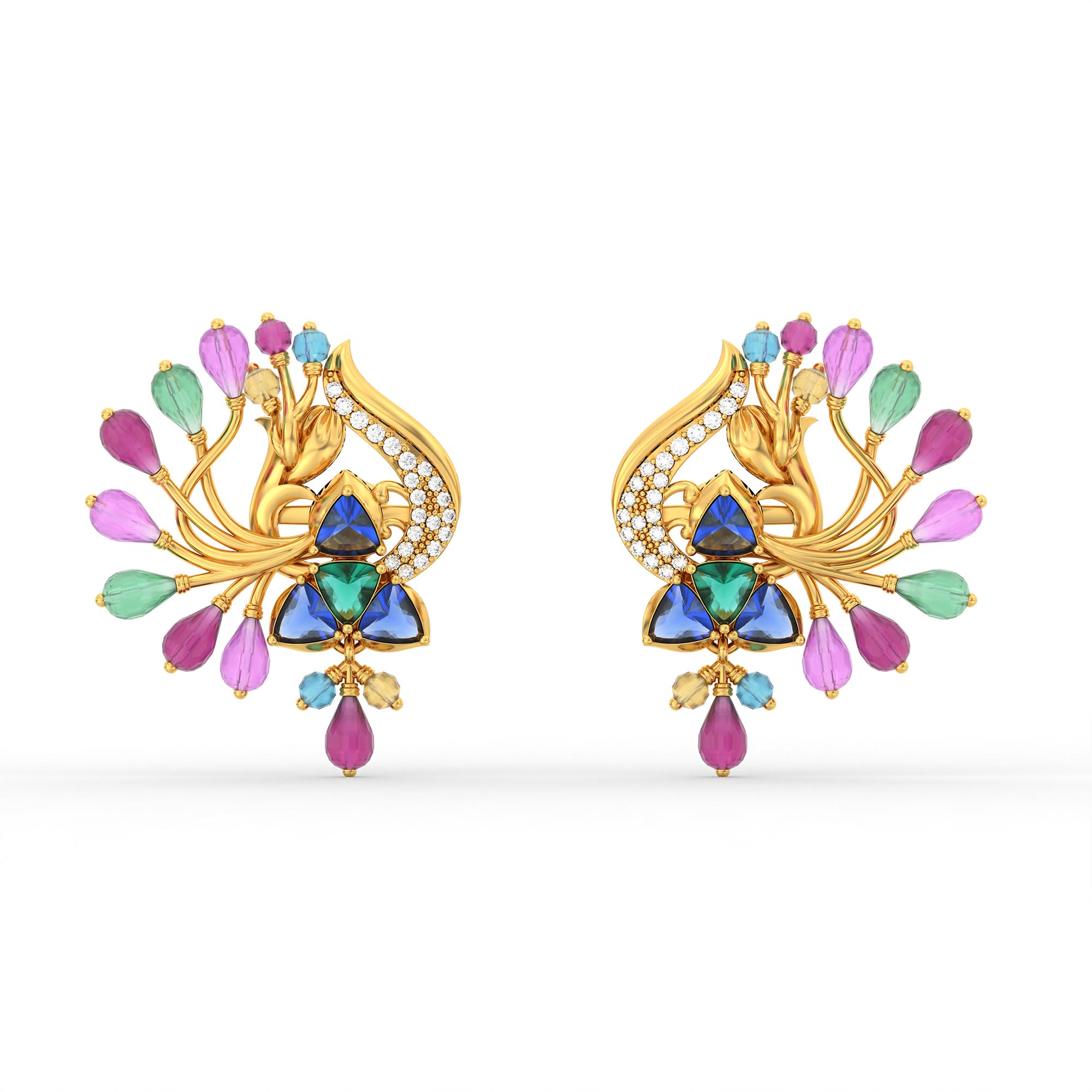 Lab-Grown Diamond Earrings in 22K Yellow Gold – 0.14 Ct, 42 Diamonds thumbnail