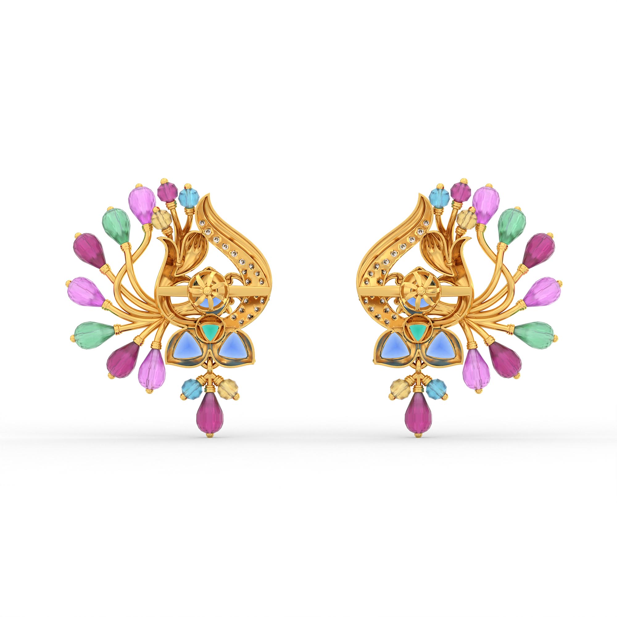 Lab-Grown Diamond Earrings in 22K Yellow Gold – 0.14 Ct, 42 Diamonds thumbnail