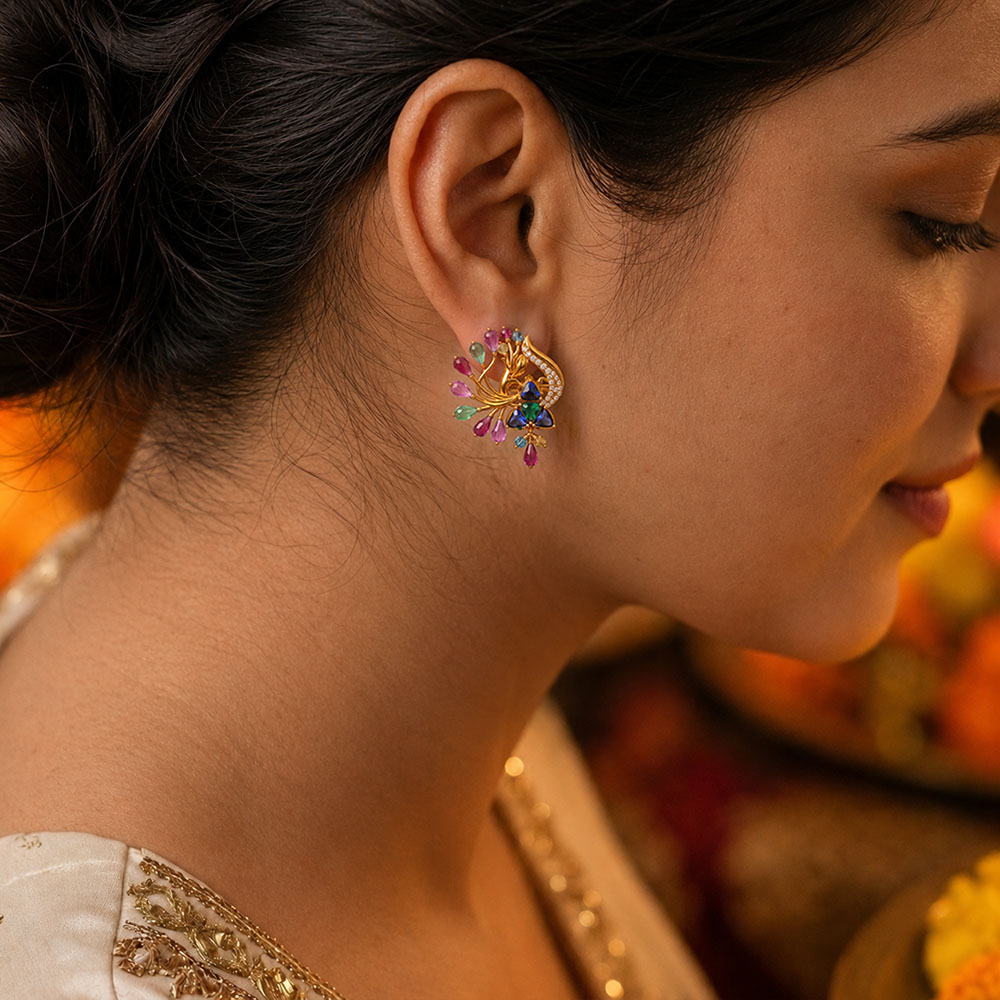 Lab-Grown Diamond Earrings in 22K Yellow Gold – 0.14 Ct, 42 Diamonds thumbnail