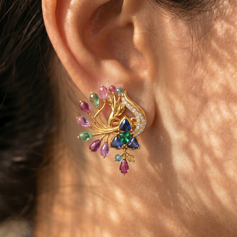 Lab-Grown Diamond Earrings in 22K Yellow Gold – 0.14 Ct, 42 Diamonds thumbnail