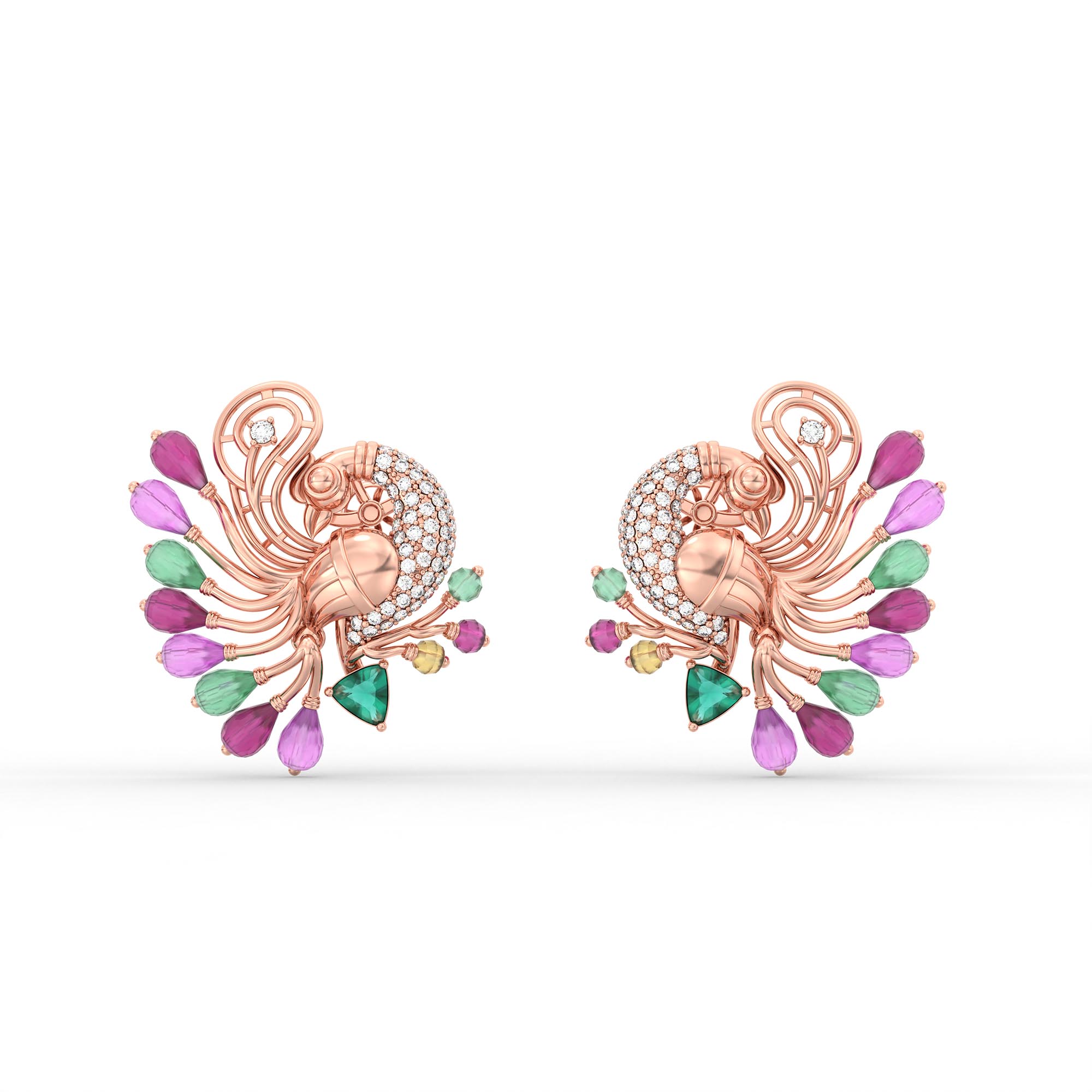 Lab-Grown Diamond Earrings in 18K Rose Gold – 0.48 Ct, 96 Diamonds thumbnail