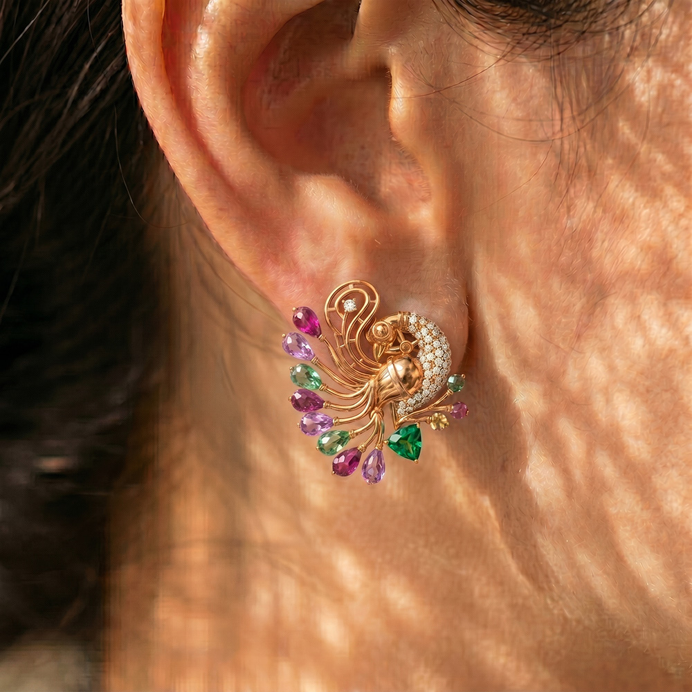 Lab-Grown Diamond Earrings in 18K Rose Gold – 0.48 Ct, 96 Diamonds thumbnail