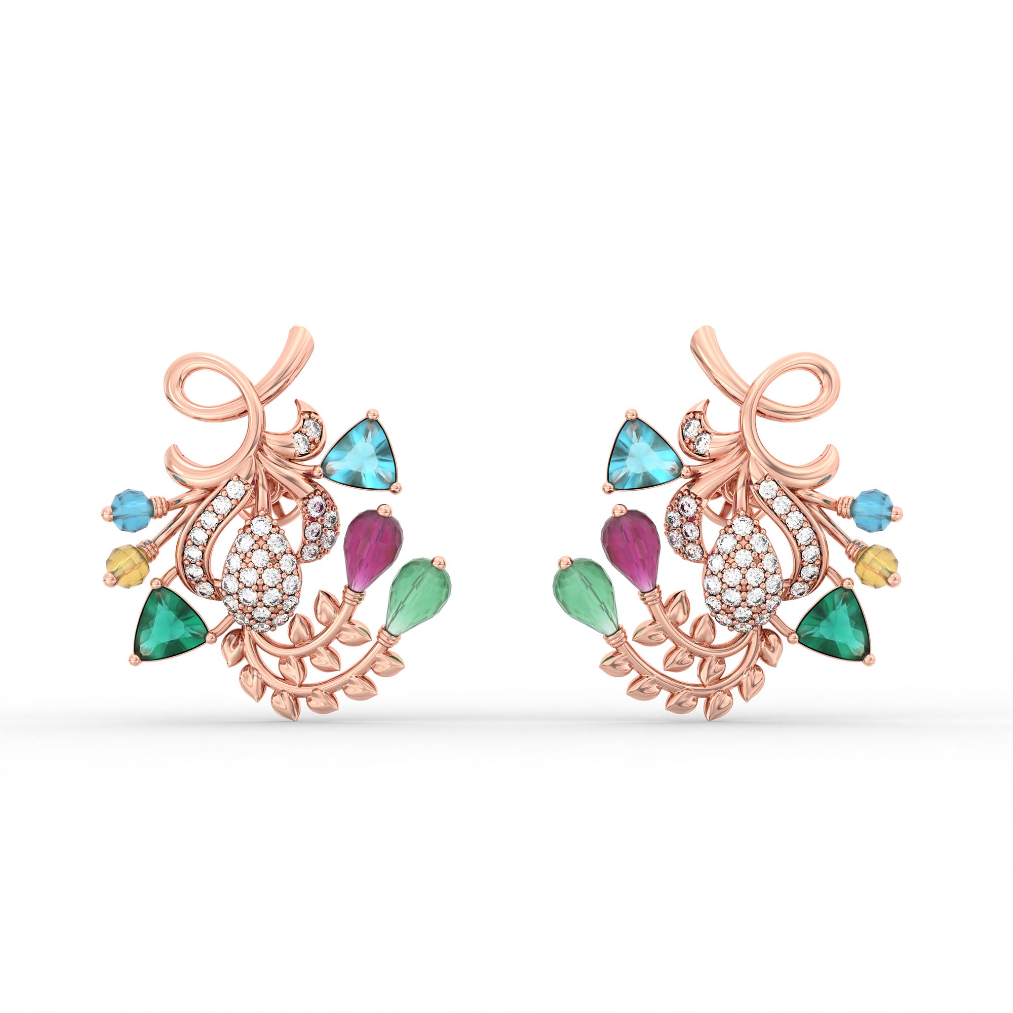 Lab-Grown Diamond Earrings in 18K Rose Gold – 0.34 Ct, 64 Diamonds thumbnail