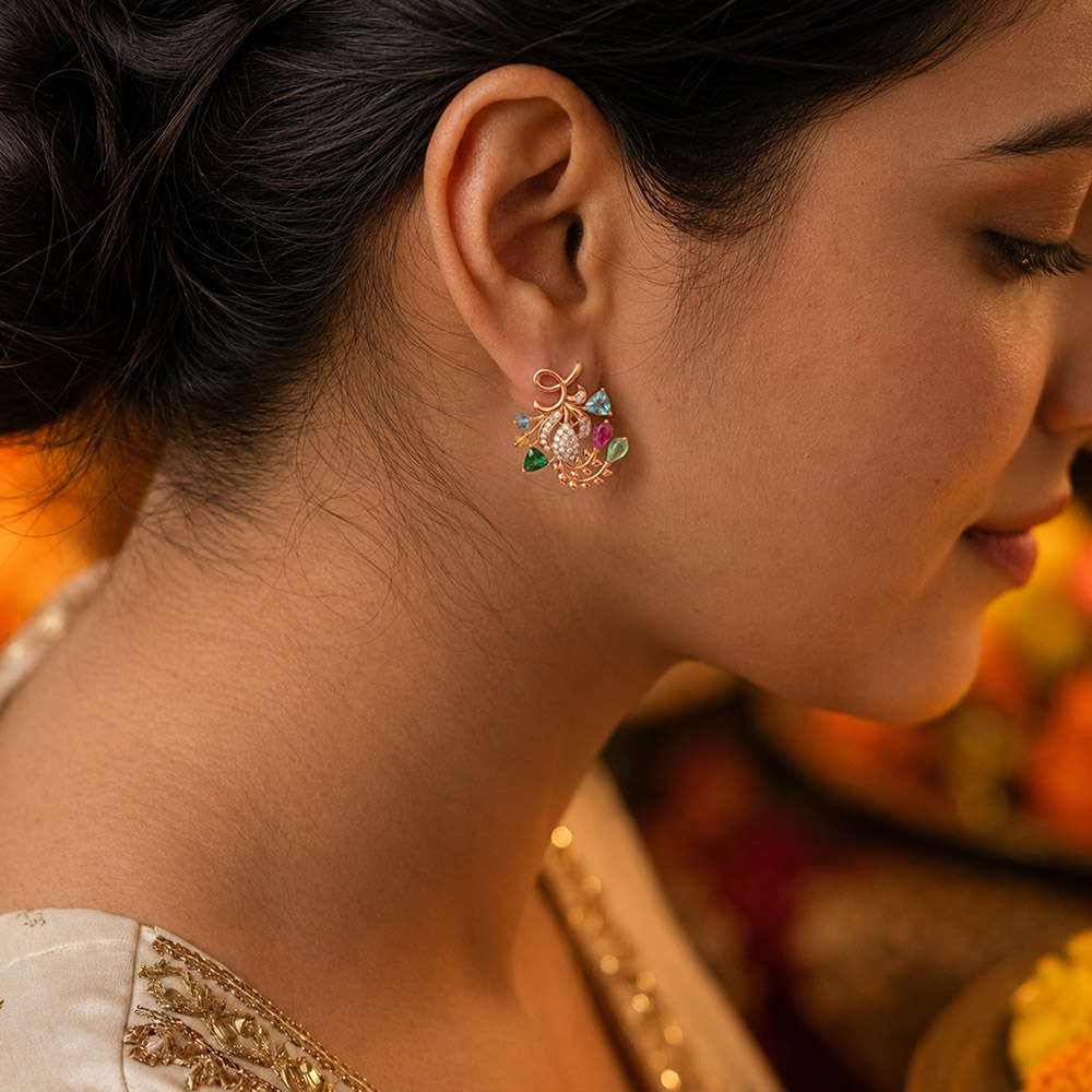 Lab-Grown Diamond Earrings in 18K Rose Gold – 0.34 Ct, 64 Diamonds thumbnail