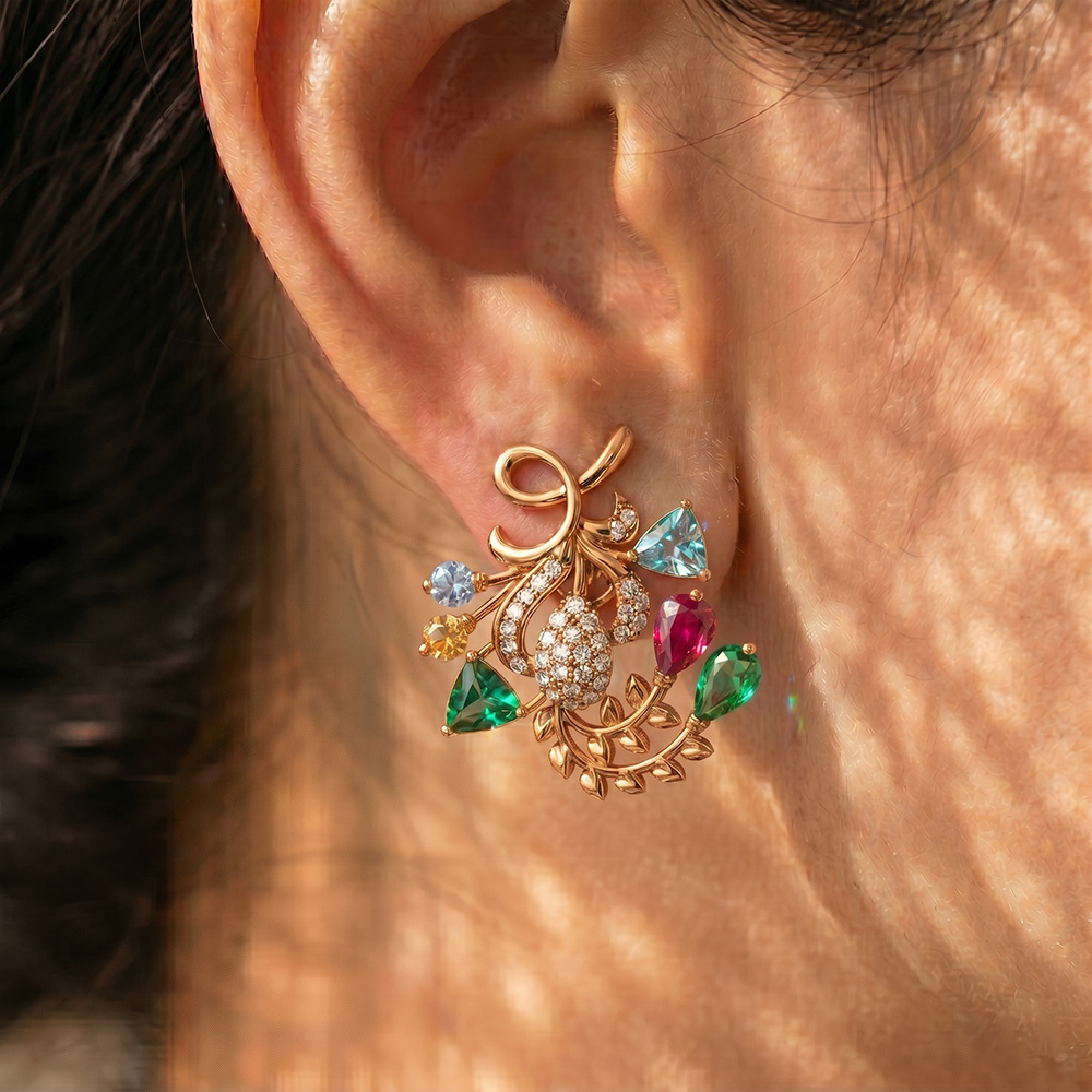 Lab-Grown Diamond Earrings in 18K Rose Gold – 0.34 Ct, 64 Diamonds thumbnail