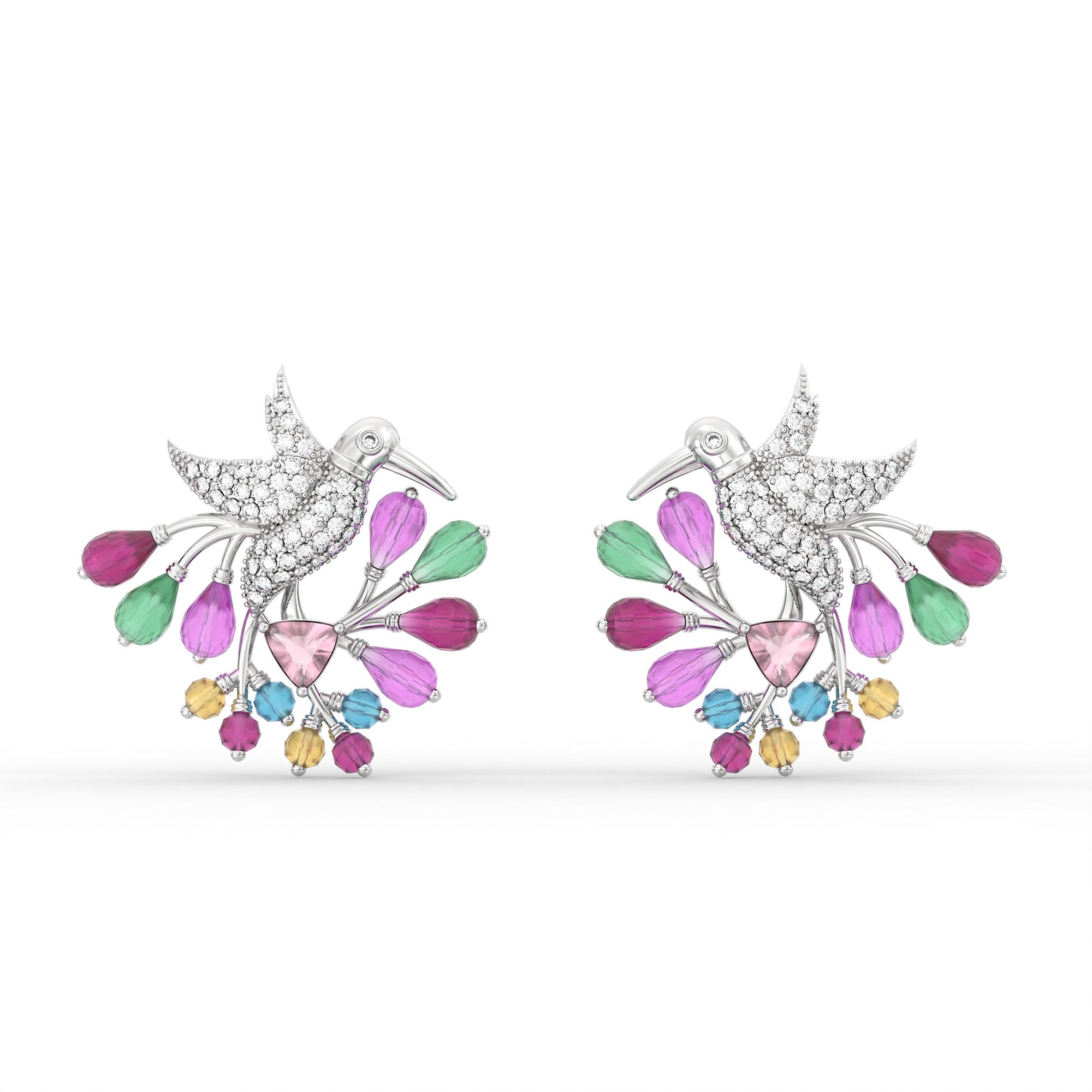 Lab-Grown Diamond Earrings in 18K White Gold – 0.86 Ct, 88 Diamonds thumbnail