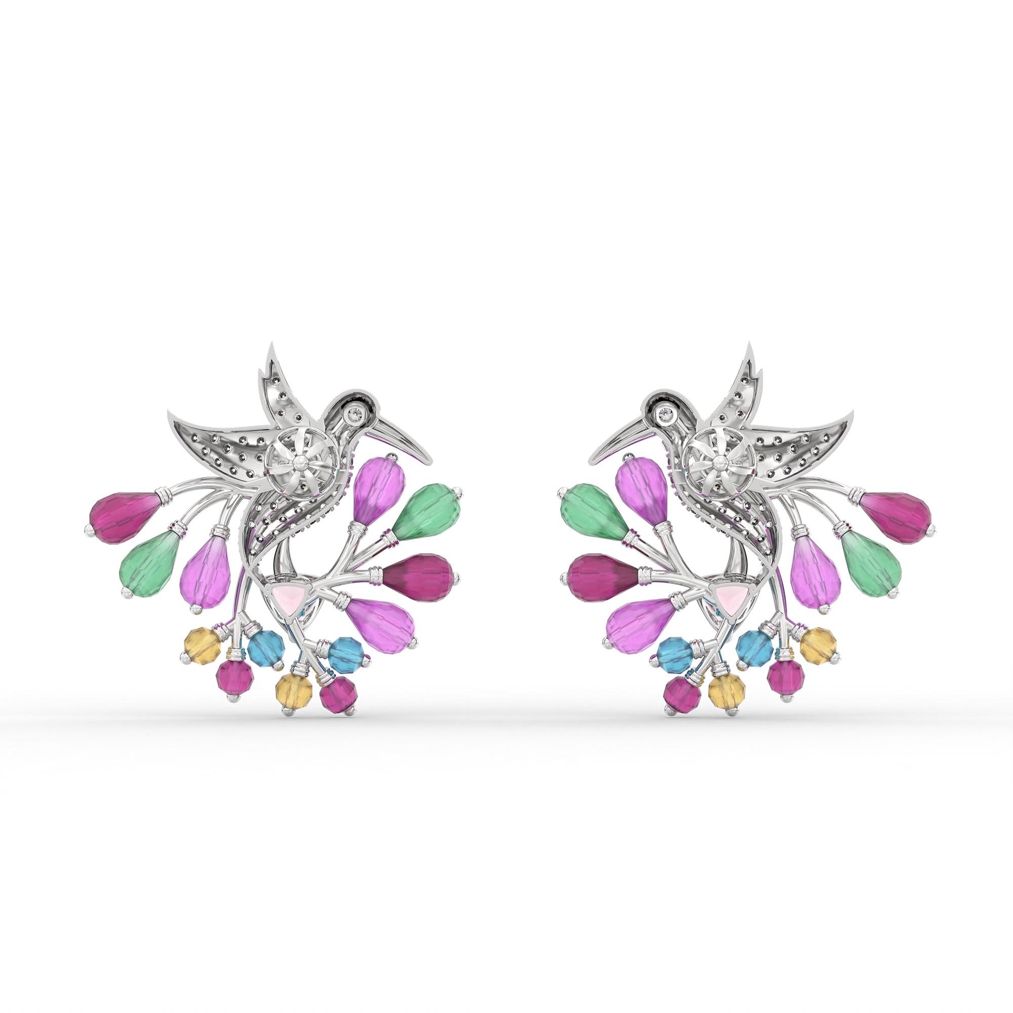 Lab-Grown Diamond Earrings in 18K White Gold – 0.86 Ct, 88 Diamonds thumbnail