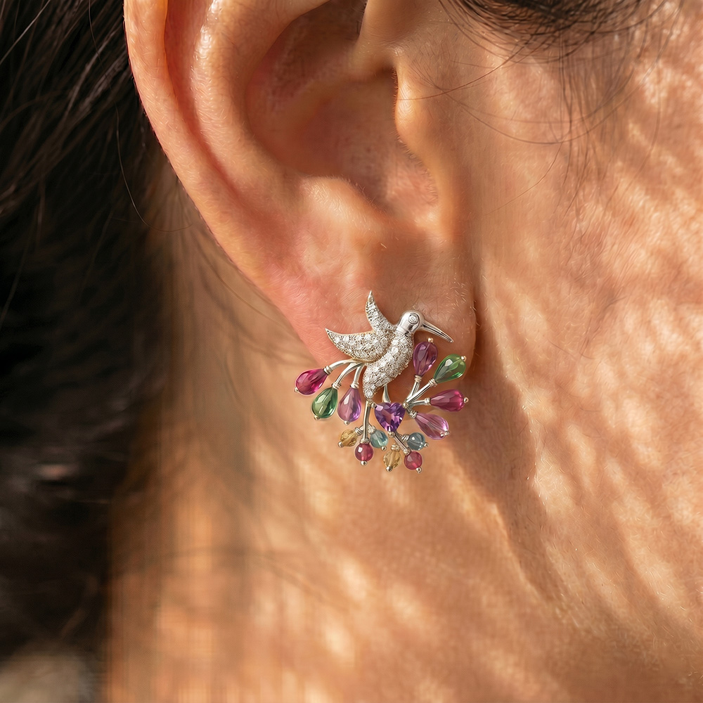 Lab-Grown Diamond Earrings in 18K White Gold – 0.86 Ct, 88 Diamonds thumbnail
