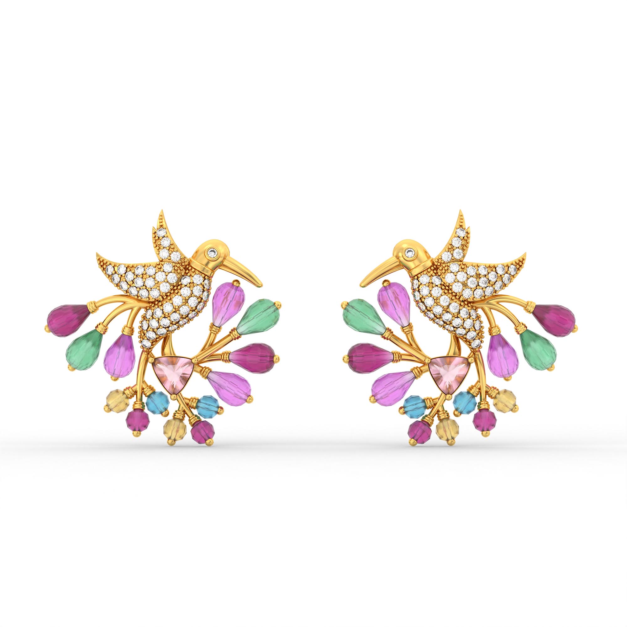 Lab-Grown Diamond Earrings in 22K Yellow Gold – 0.86 Ct, 88 Diamonds thumbnail