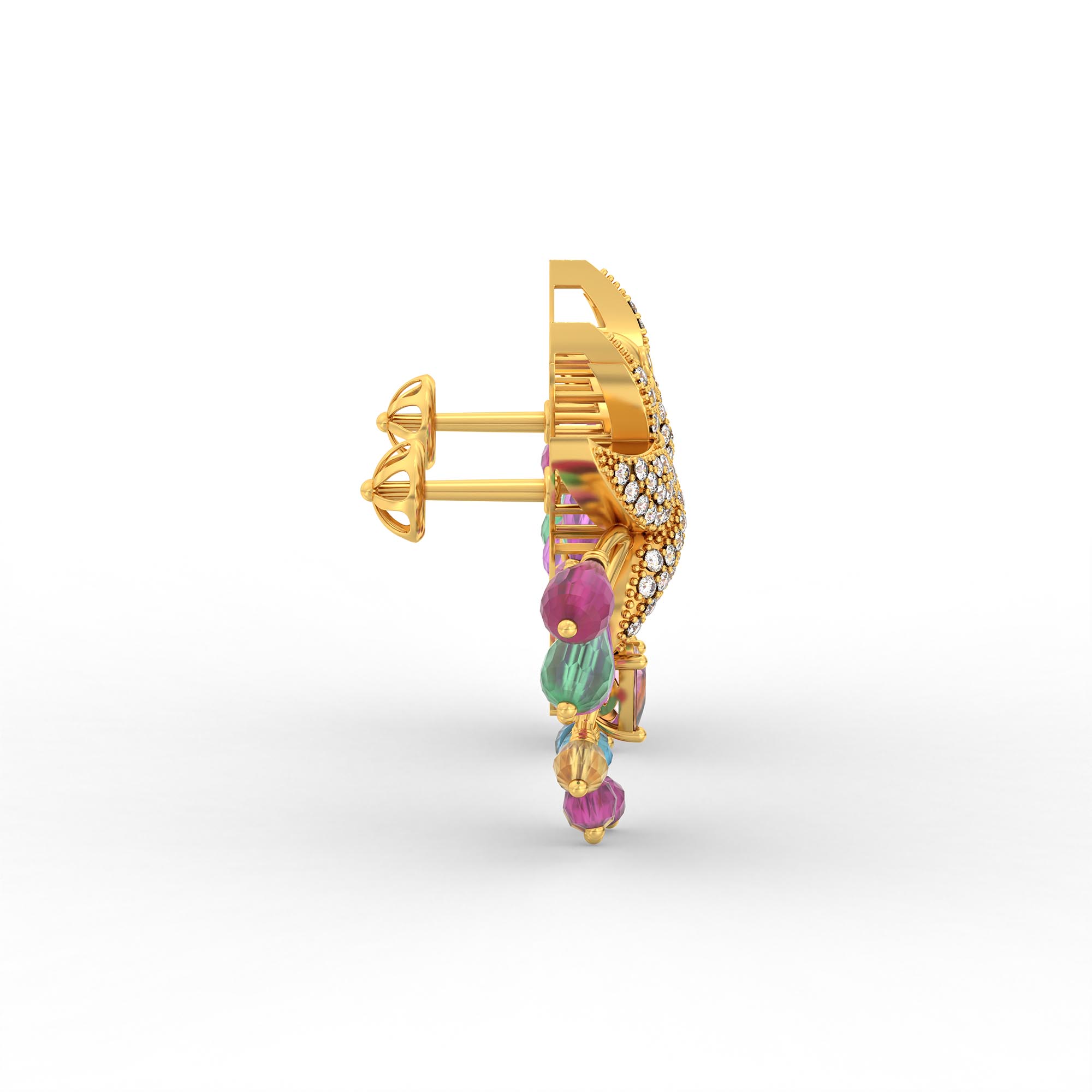 Lab-Grown Diamond Earrings in 22K Yellow Gold – 0.86 Ct, 88 Diamonds thumbnail