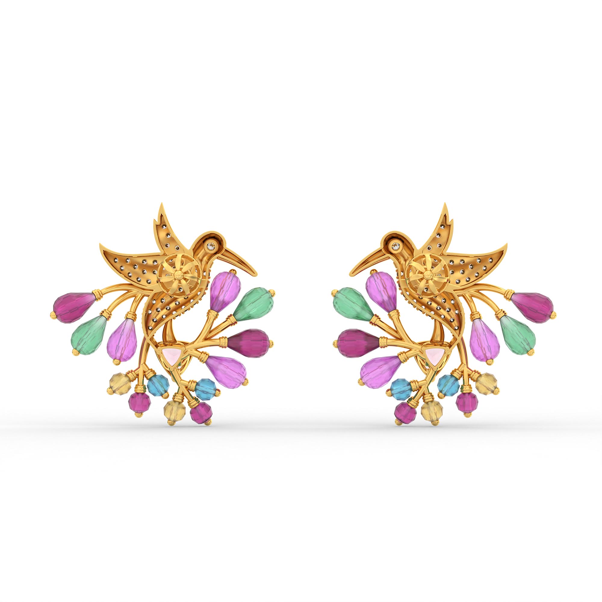 Lab-Grown Diamond Earrings in 22K Yellow Gold – 0.86 Ct, 88 Diamonds thumbnail