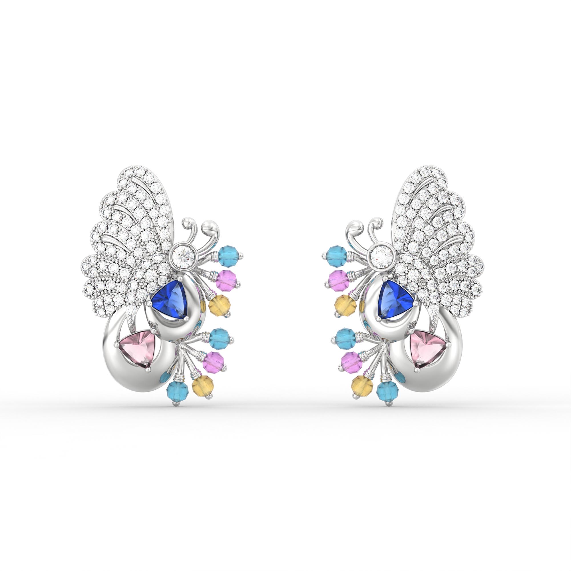 Lab-Grown Diamond Earrings in 18K White Gold – 1.2 Ct, 124 Diamonds thumbnail