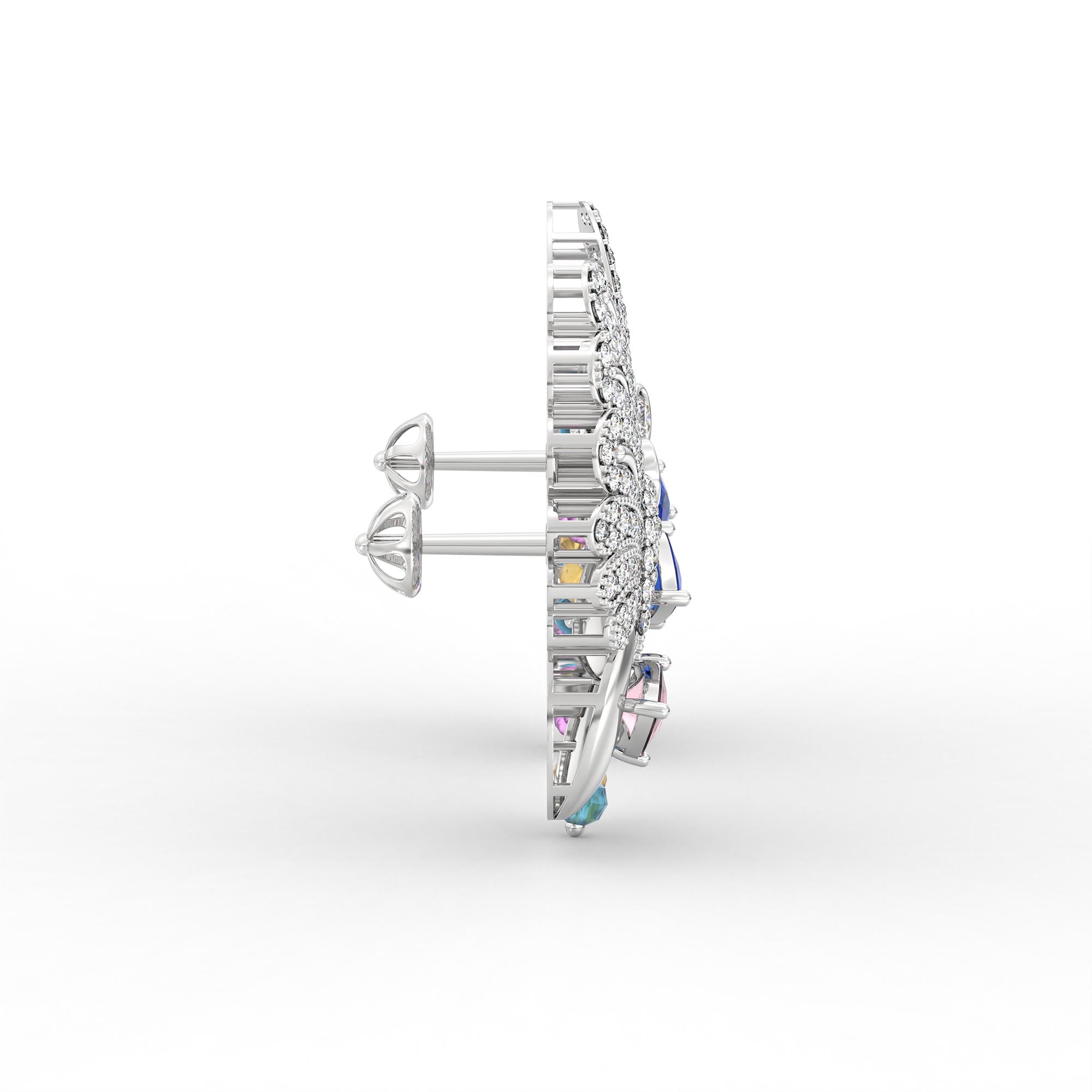 Lab-Grown Diamond Earrings in 18K White Gold – 1.2 Ct, 124 Diamonds thumbnail