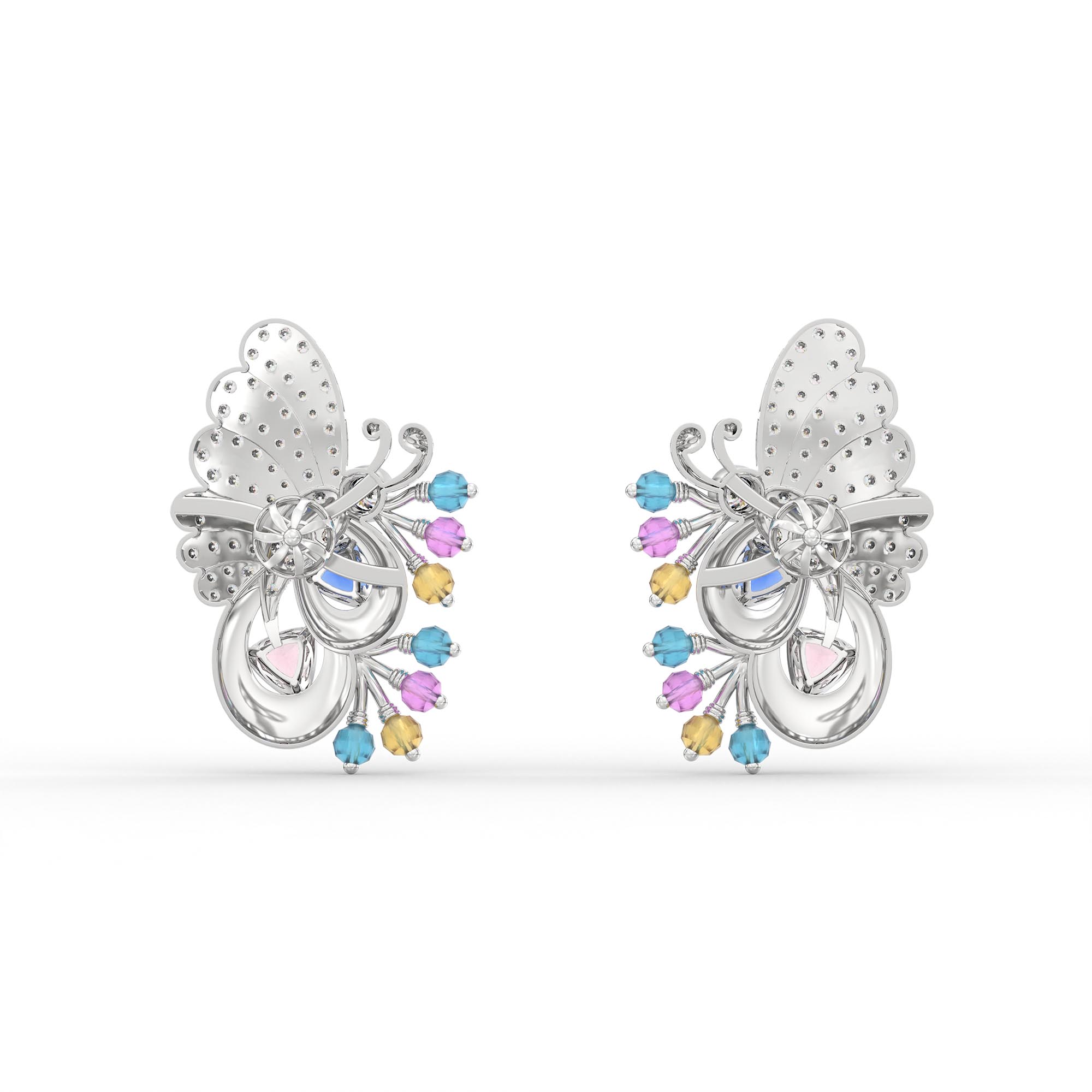 Lab-Grown Diamond Earrings in 18K White Gold – 1.2 Ct, 124 Diamonds thumbnail