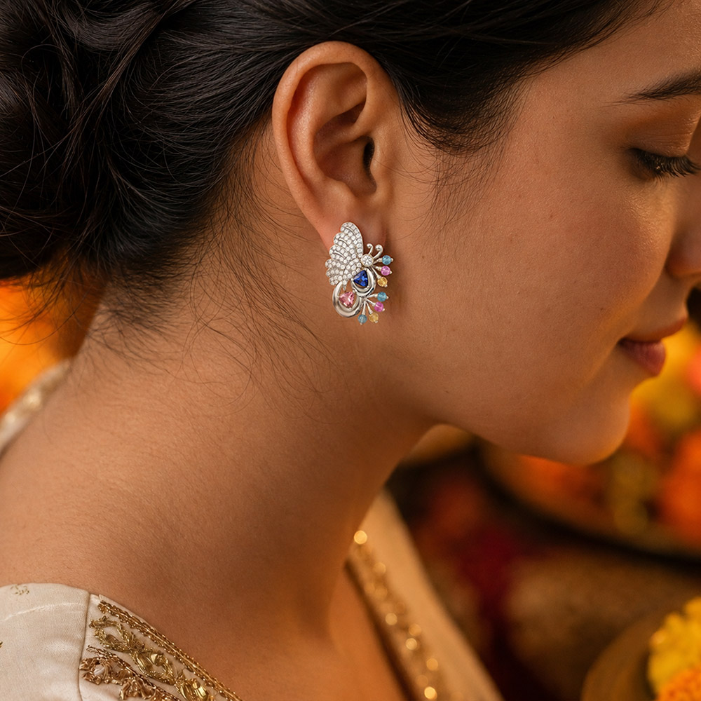 Lab-Grown Diamond Earrings in 18K White Gold – 1.2 Ct, 124 Diamonds thumbnail