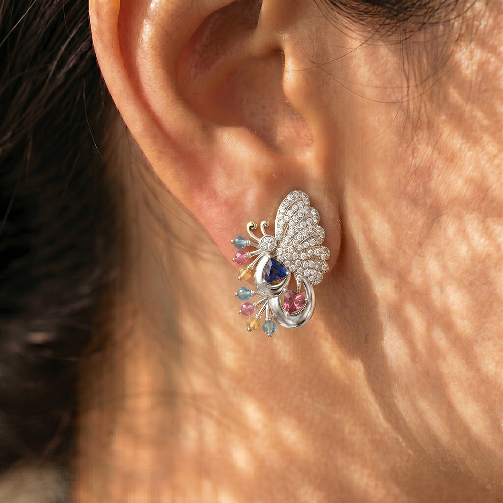 Lab-Grown Diamond Earrings in 18K White Gold – 1.2 Ct, 124 Diamonds thumbnail