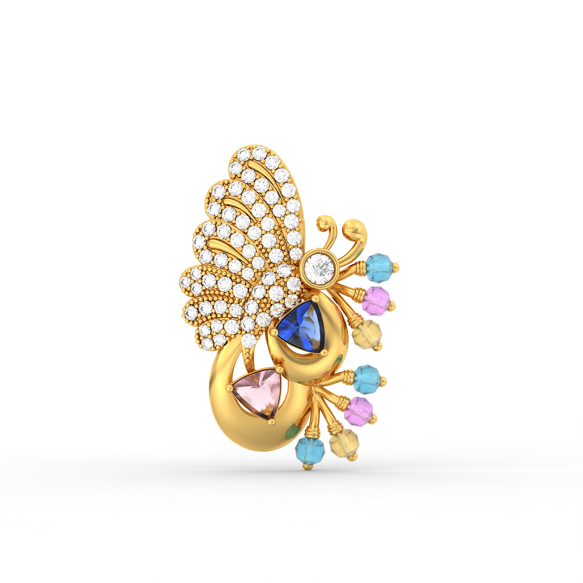 Lab-Grown Diamond Earrings in 22K Yellow Gold – 1.2 Ct, 124 Diamonds thumbnail