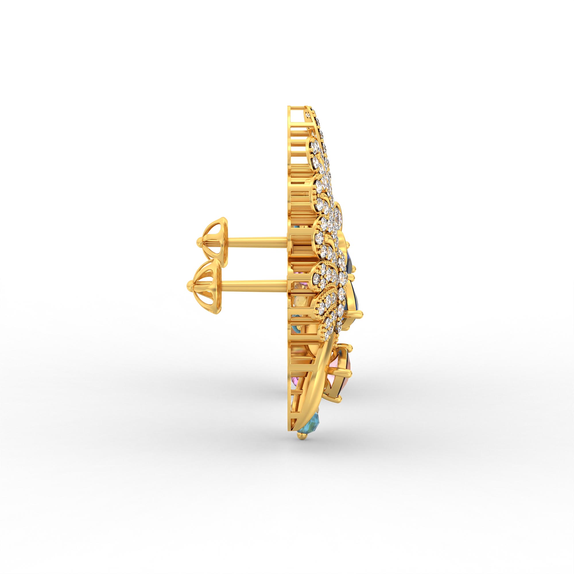 Lab-Grown Diamond Earrings in 22K Yellow Gold – 1.2 Ct, 124 Diamonds thumbnail