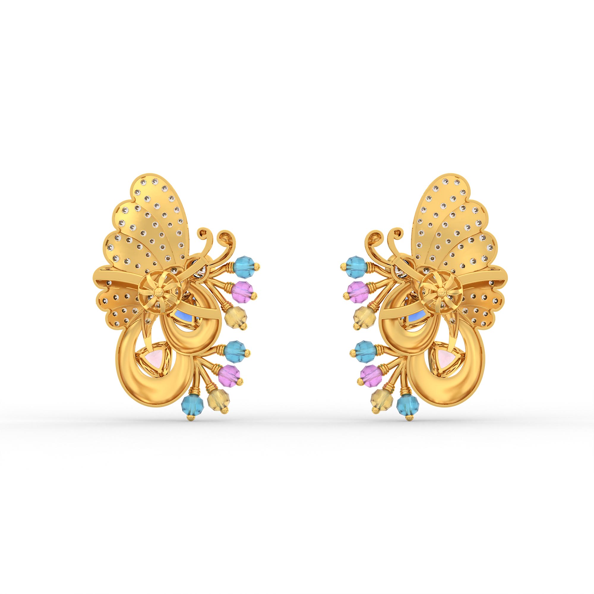 Lab-Grown Diamond Earrings in 22K Yellow Gold – 1.2 Ct, 124 Diamonds thumbnail