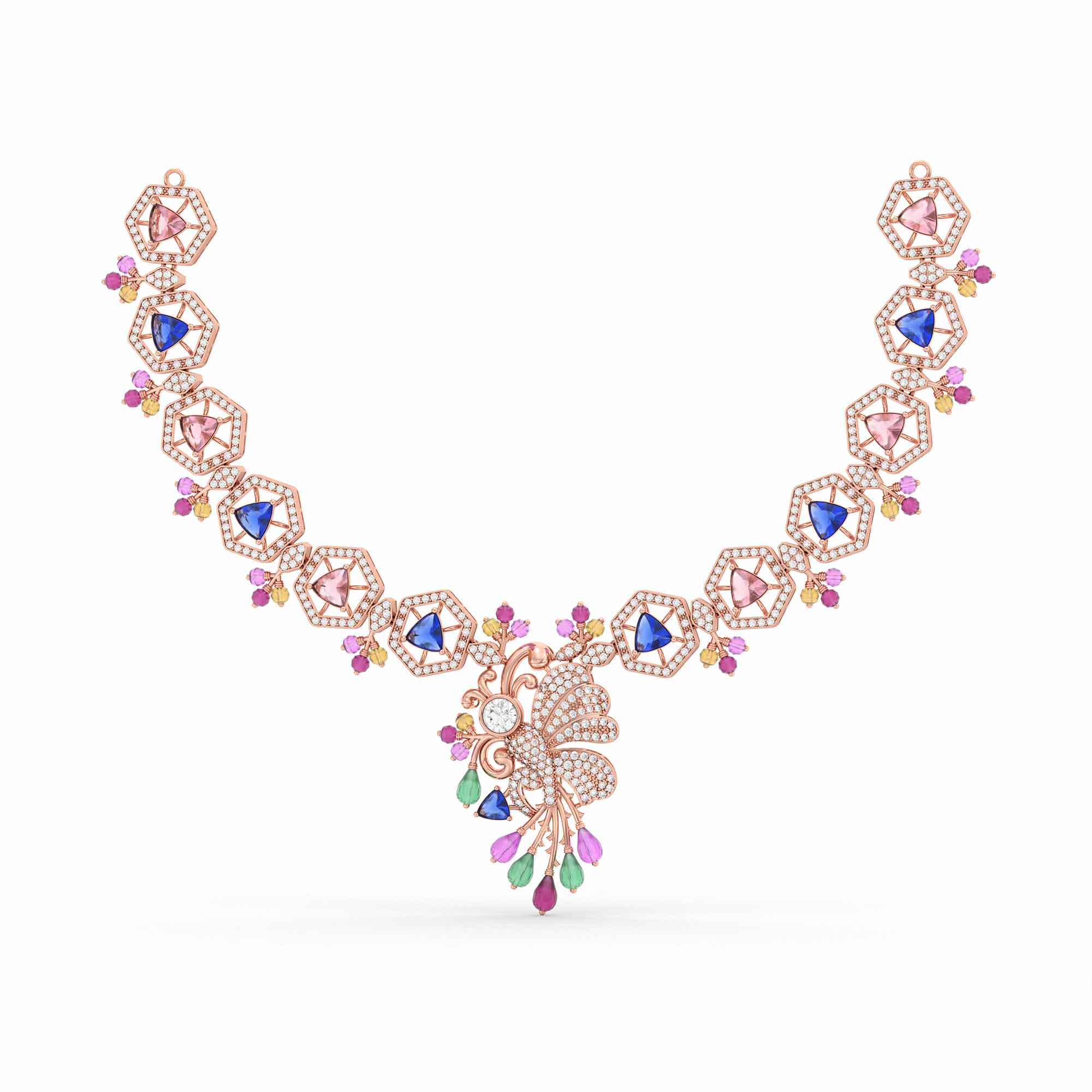 Lab-Grown Diamond Necklace in 18K Rose Gold – 4.27 Ct, 473 Diamonds thumbnail
