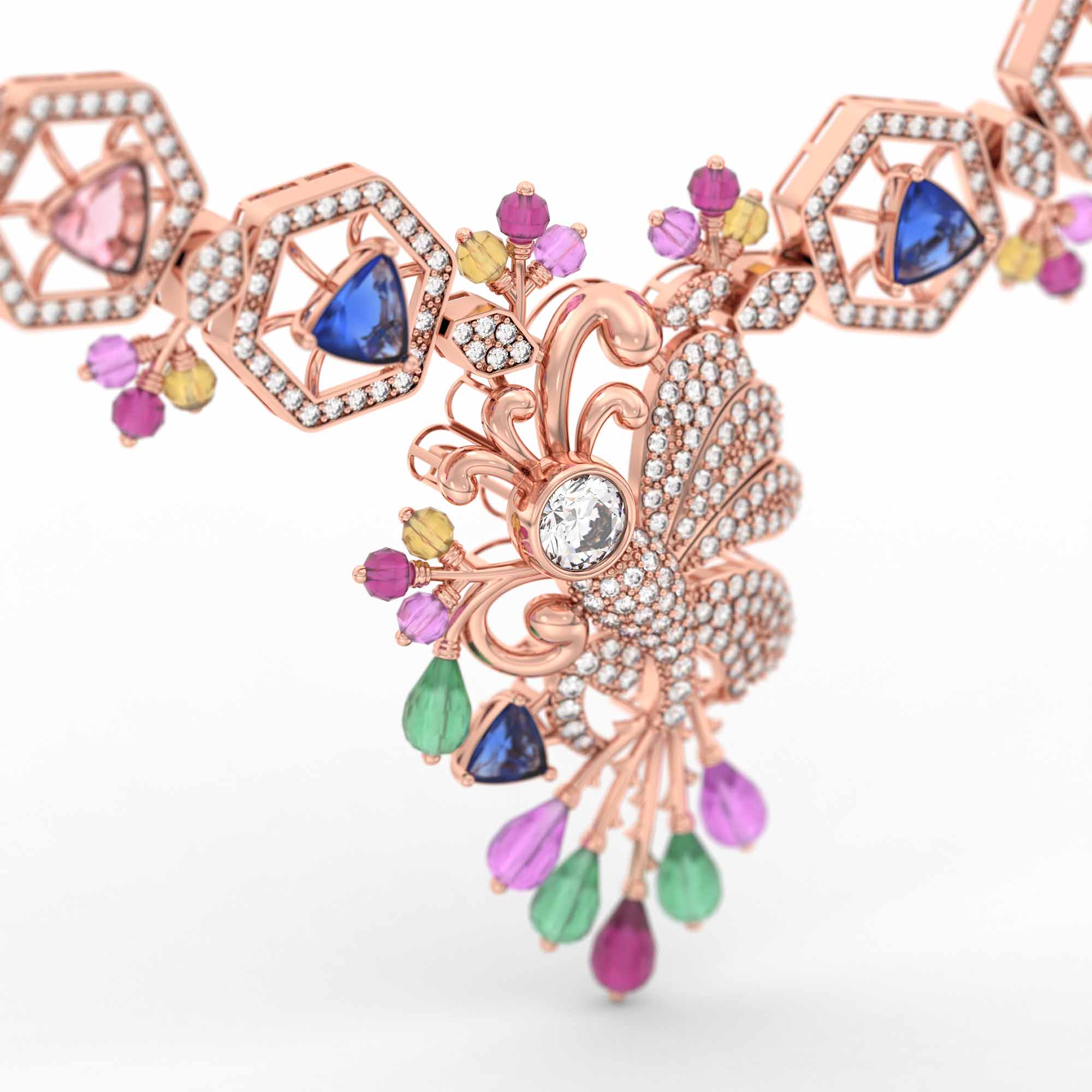 Lab-Grown Diamond Necklace in 18K Rose Gold – 4.27 Ct, 473 Diamonds thumbnail