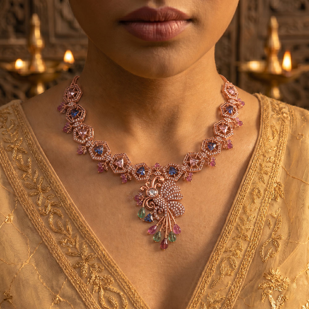 Lab-Grown Diamond Necklace in 18K Rose Gold – 4.27 Ct, 473 Diamonds thumbnail