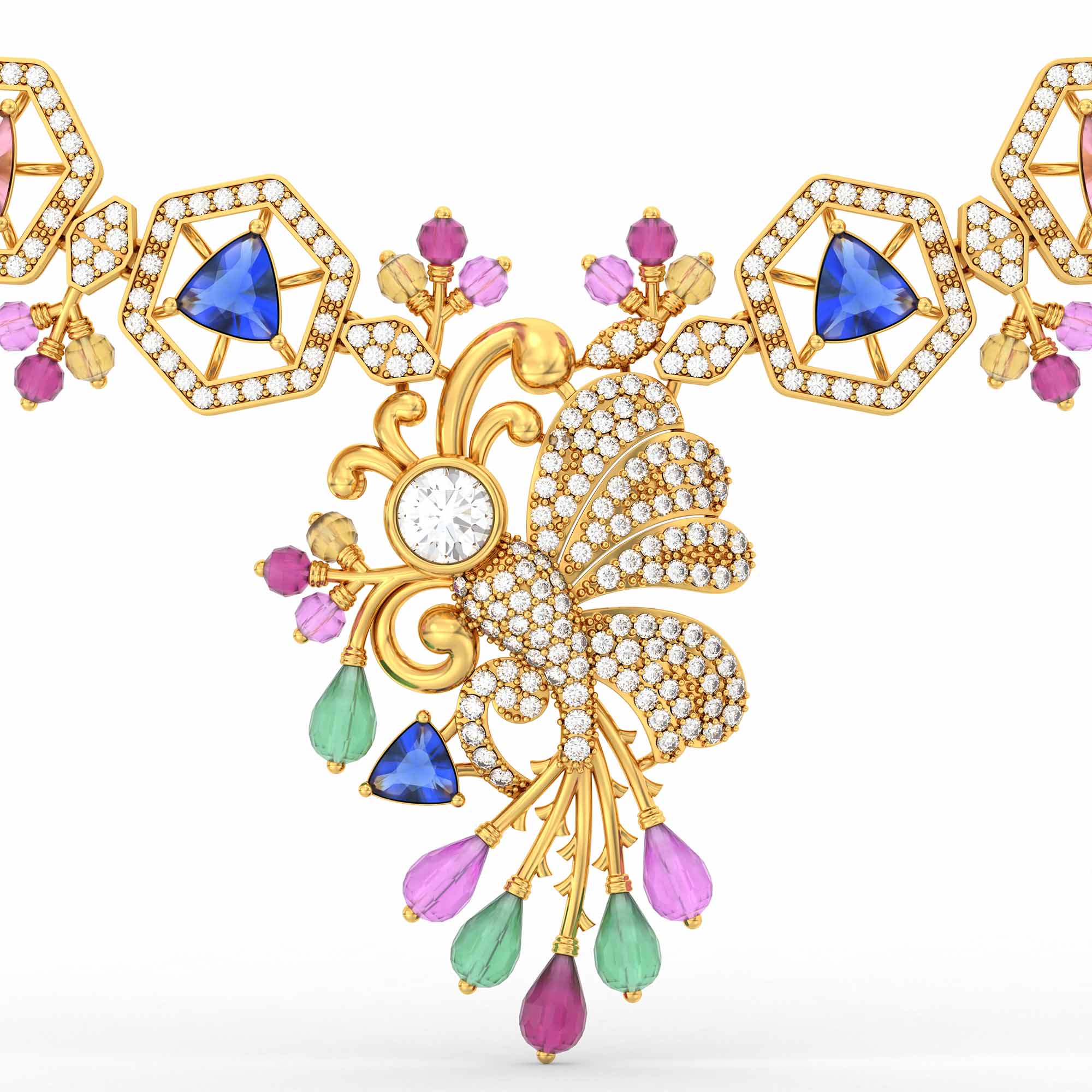 Lab-Grown Diamond Necklace in 22K Yellow Gold – 4.27 Ct, 473 Diamonds thumbnail