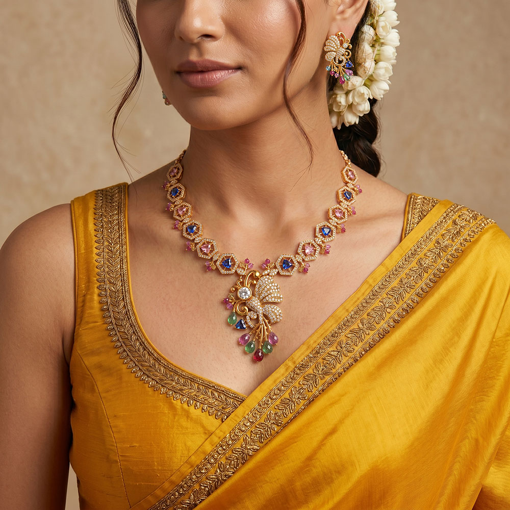 Lab-Grown Diamond Necklace in 22K Yellow Gold – 4.27 Ct, 473 Diamonds thumbnail