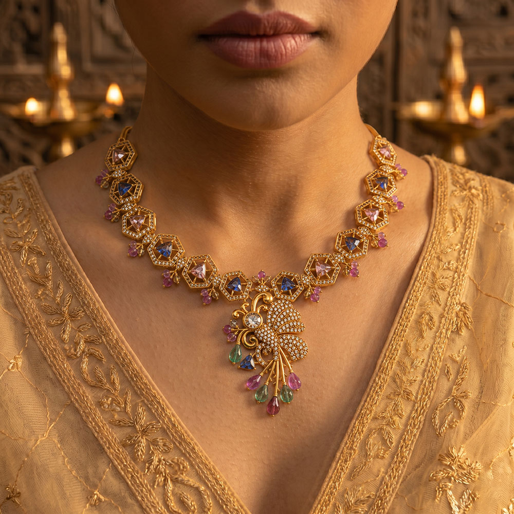 Lab-Grown Diamond Necklace in 22K Yellow Gold – 4.27 Ct, 473 Diamonds thumbnail