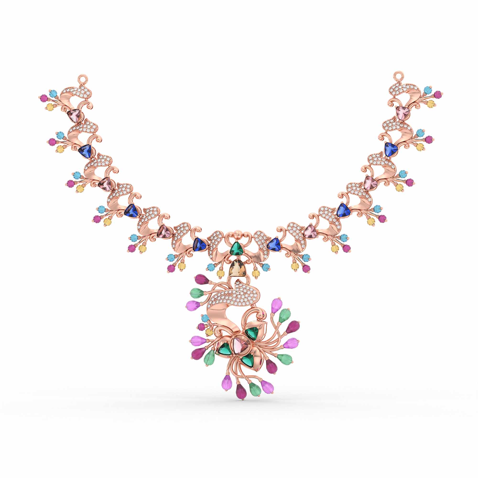 Lab-Grown Diamond Necklace in 18K Rose Gold – 2.3 Ct, 231 Diamonds thumbnail