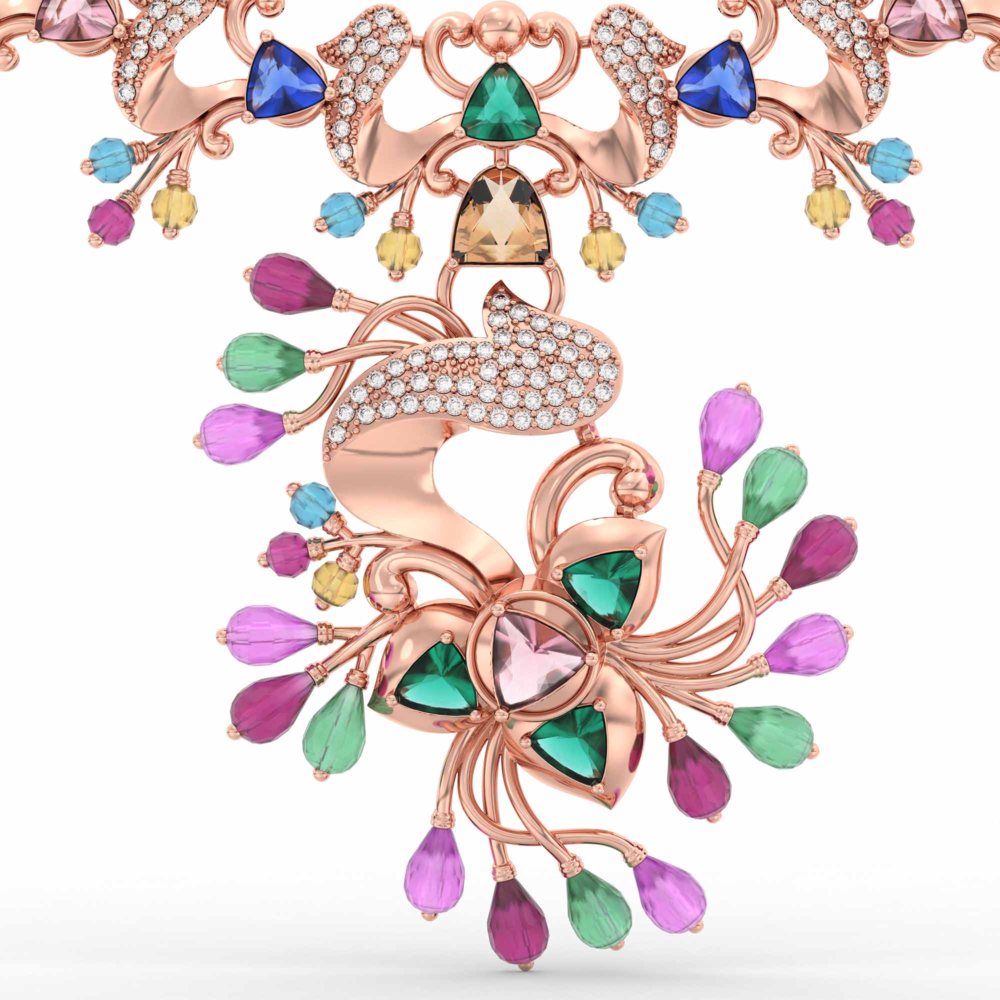 Lab-Grown Diamond Necklace in 18K Rose Gold – 2.3 Ct, 231 Diamonds thumbnail