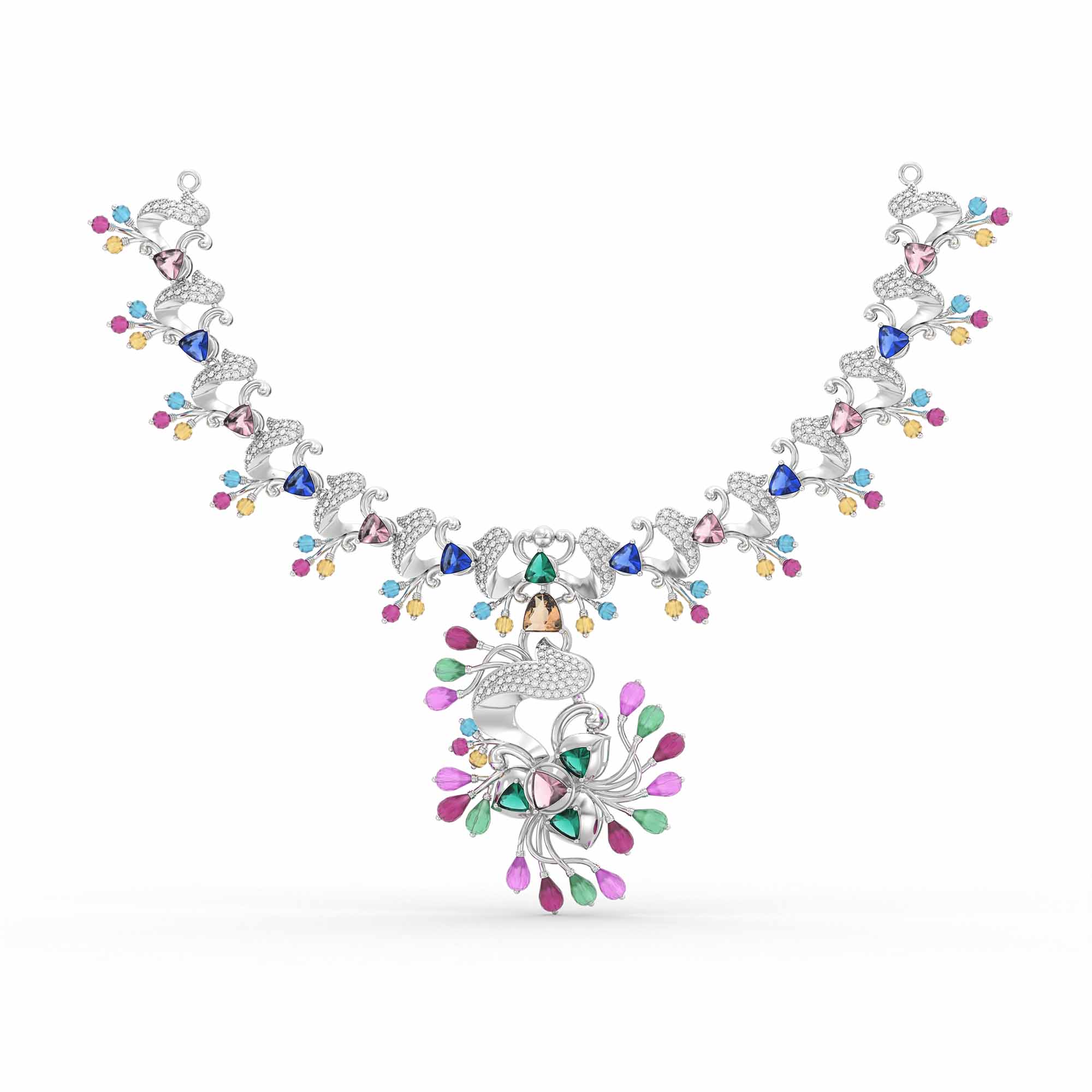Lab-Grown Diamond Necklace in 18K White Gold – 2.3 Ct, 231 Diamonds thumbnail