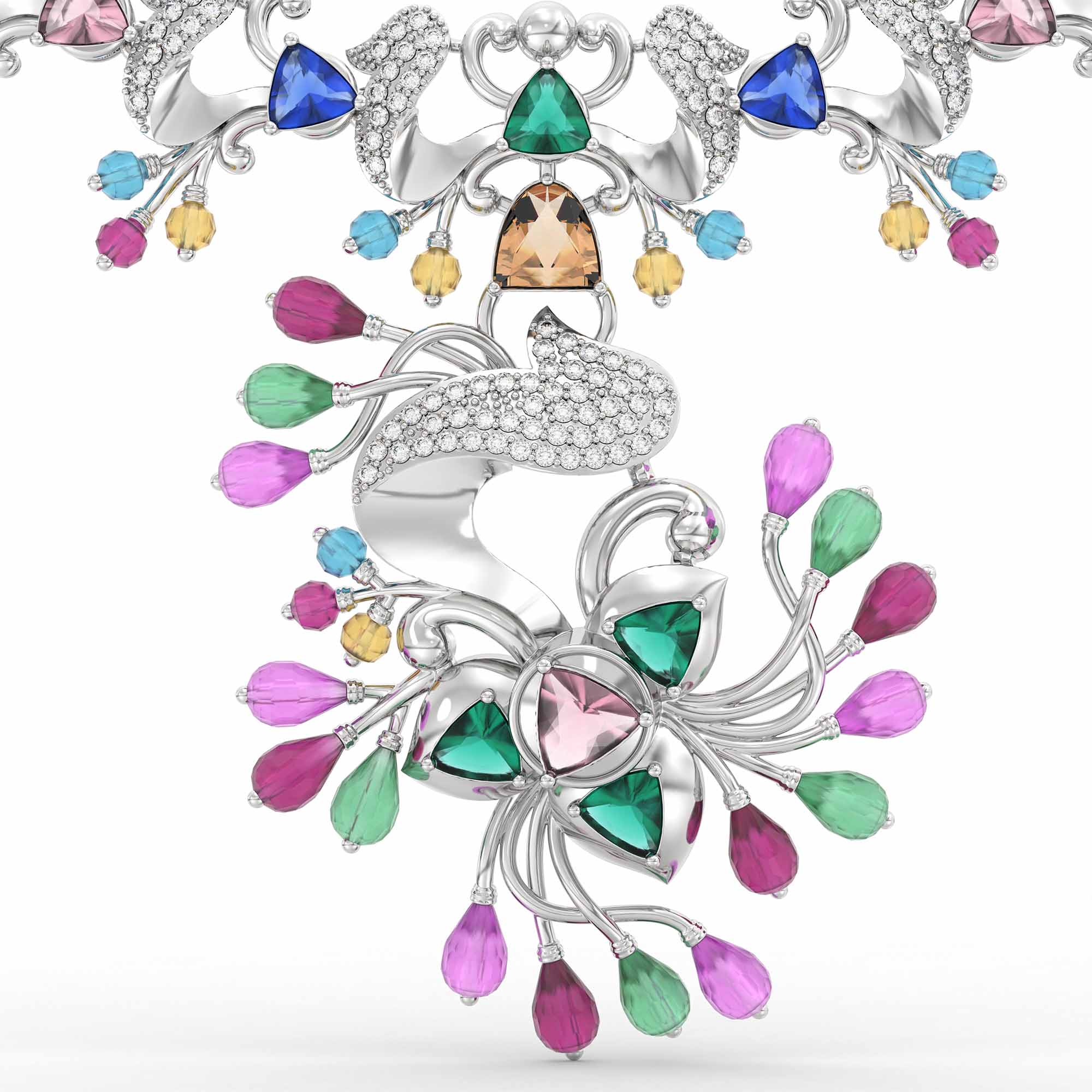 Lab-Grown Diamond Necklace in 18K White Gold – 2.3 Ct, 231 Diamonds thumbnail