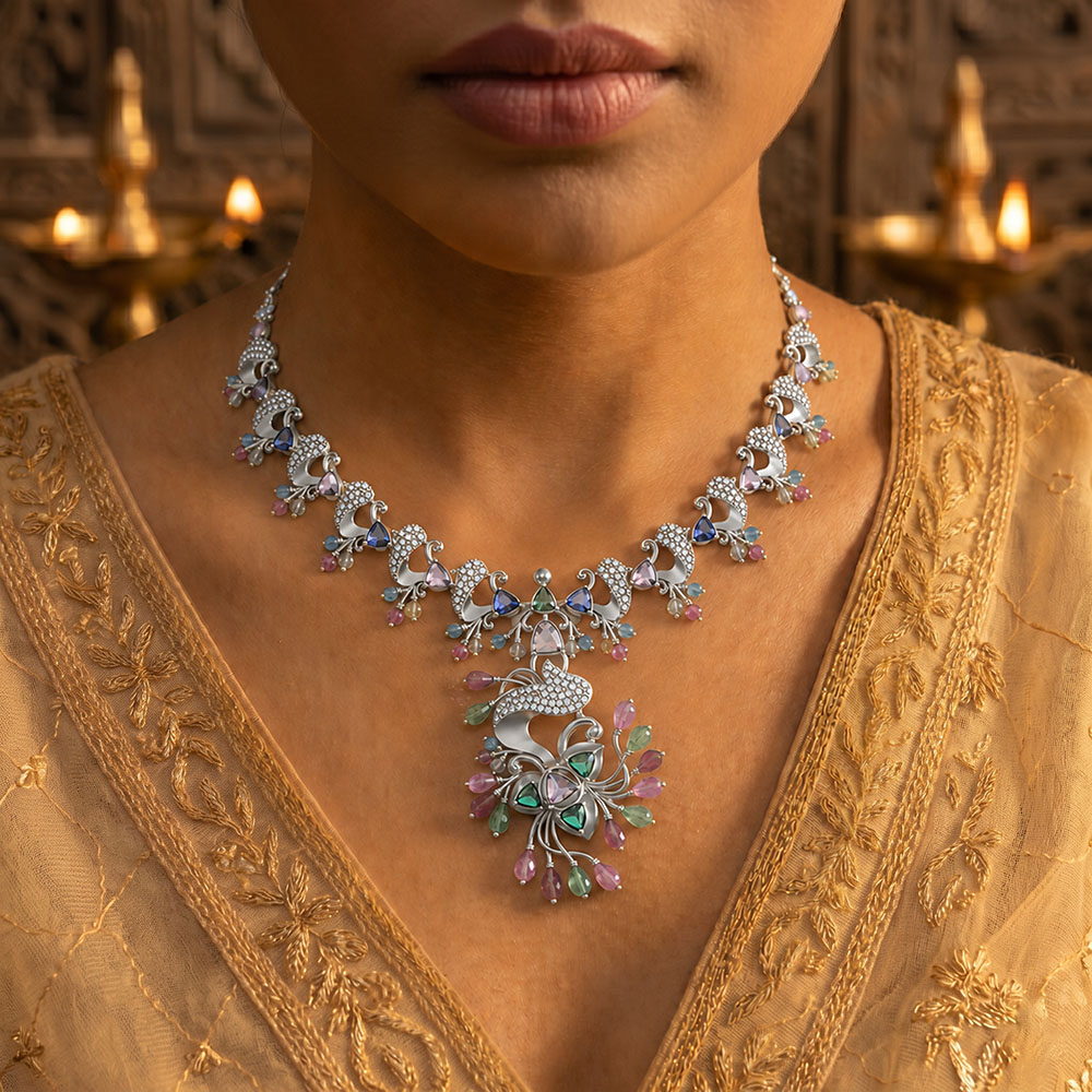Lab-Grown Diamond Necklace in 18K White Gold – 2.3 Ct, 231 Diamonds thumbnail