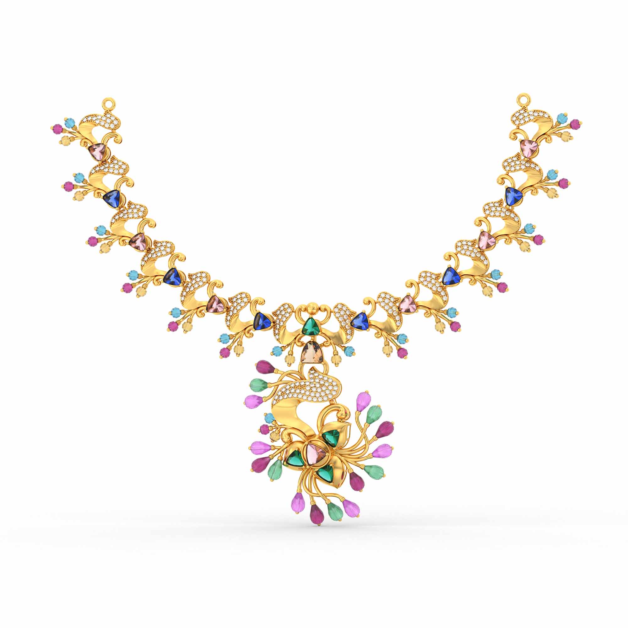 Lab-Grown Diamond Necklace in 22K Yellow Gold – 2.3 Ct, 231 Diamonds thumbnail