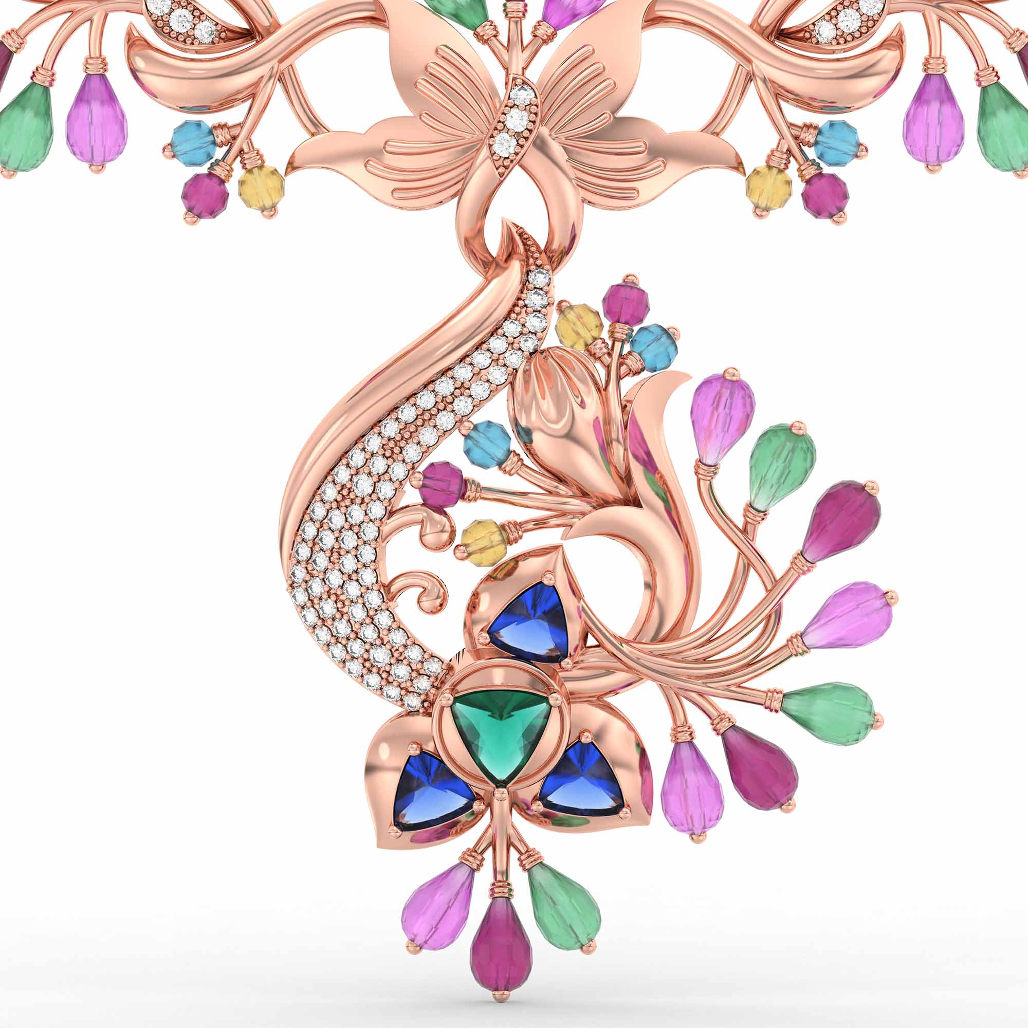 Set Diamond Necklace in 18K Rose Gold with Lab grown diamond thumbnail