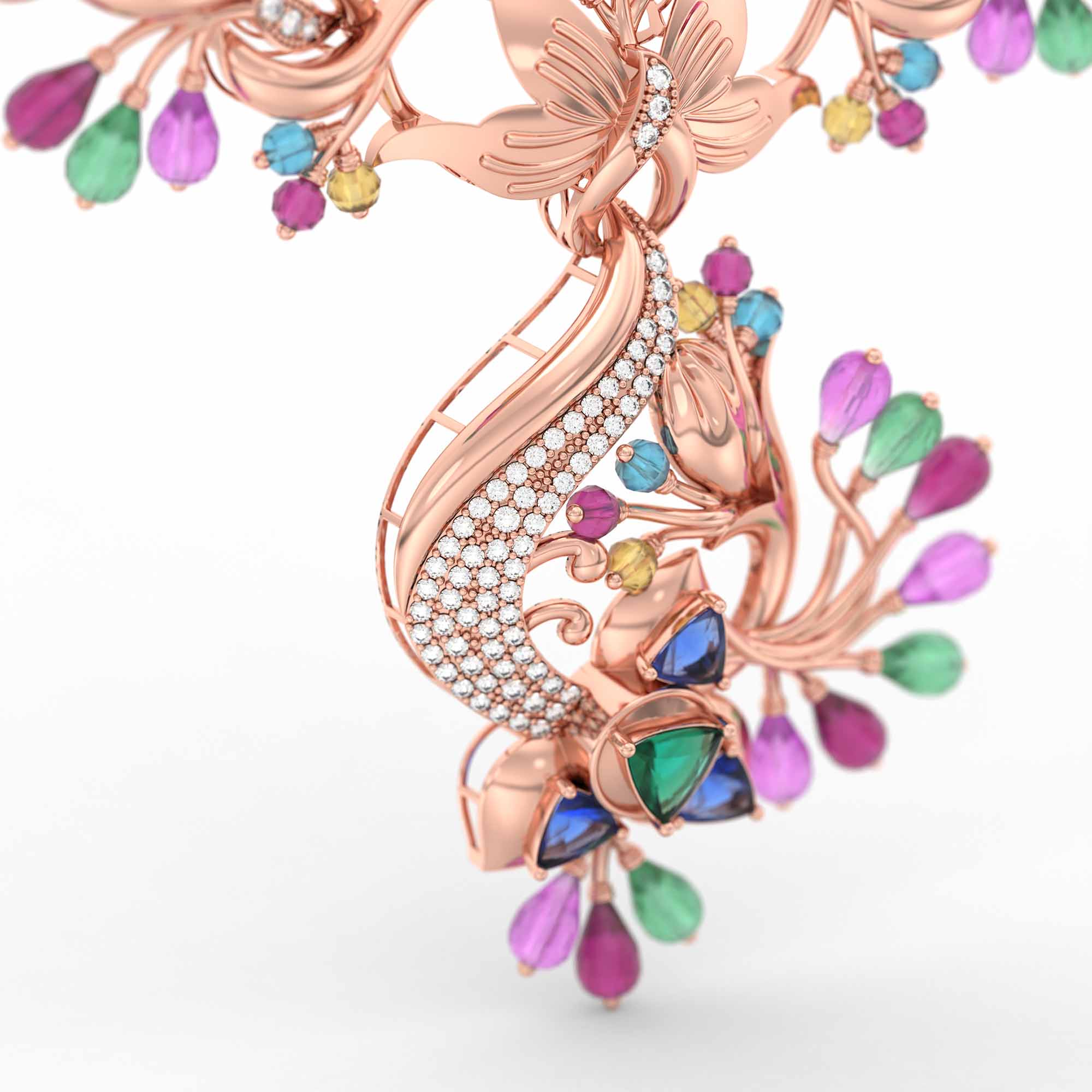 Set Diamond Necklace in 18K Rose Gold with Lab grown diamond thumbnail