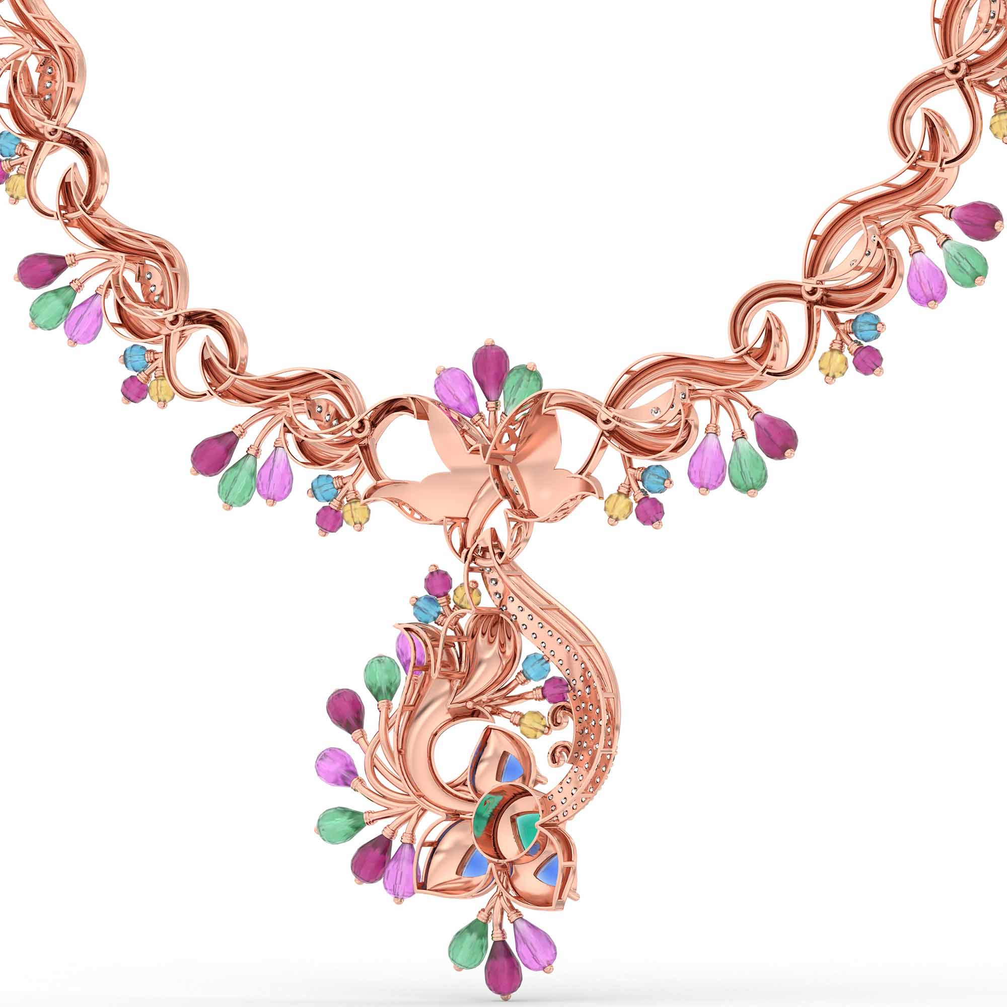 Set Diamond Necklace in 18K Rose Gold with Lab grown diamond thumbnail