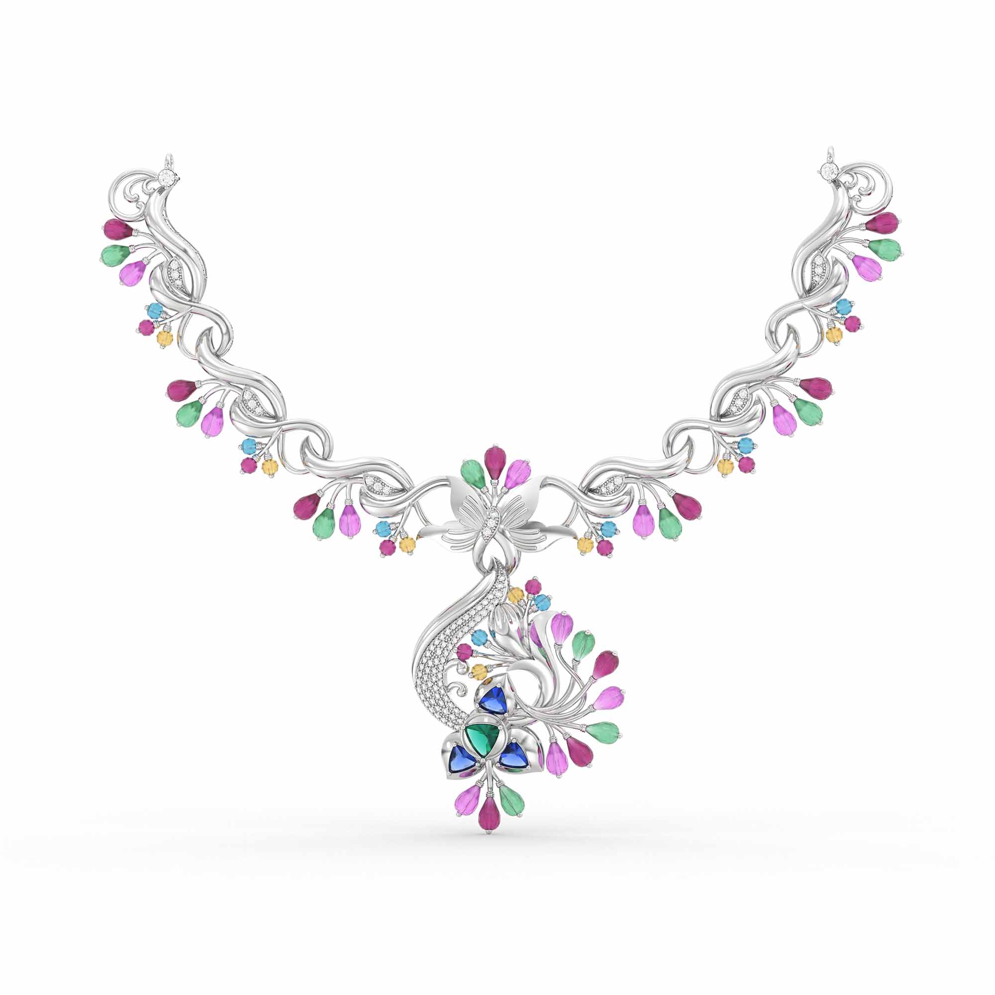 Lab-Grown Diamond Necklace in 18K White Gold – 0.36 Ct, 88 Diamonds thumbnail